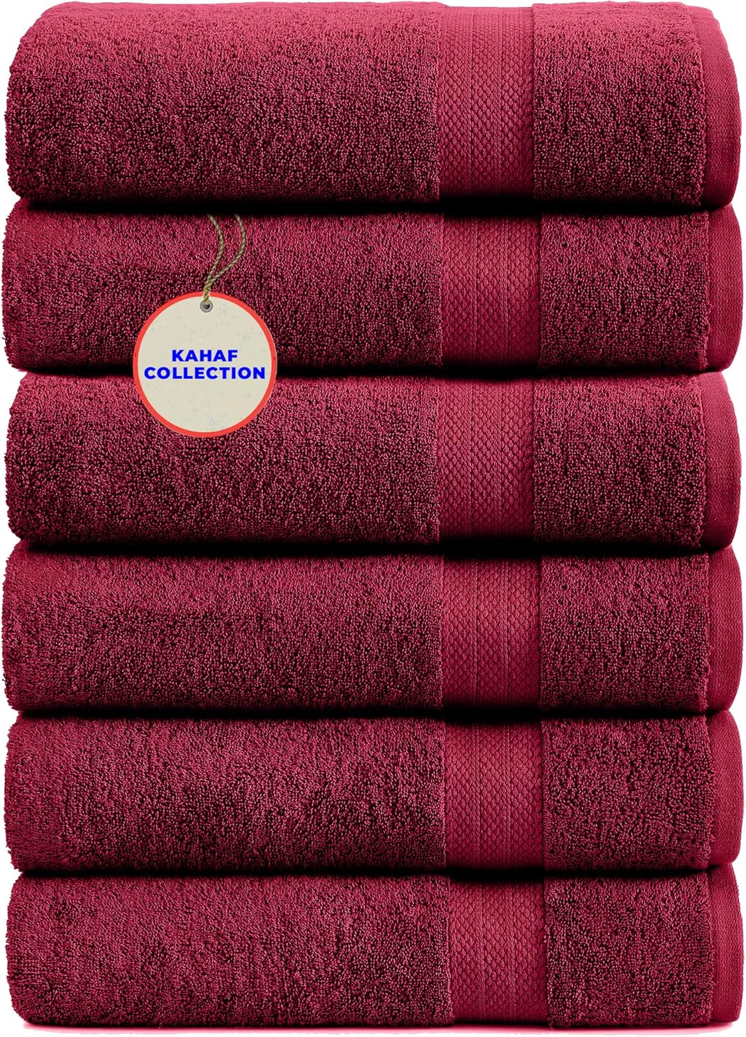 KAHAF COLLECTION 100% Cotton Bath Towels, Grey 24X48 Pack of 6 Towels, Quick Dry, Highly Absorbent, Soft Feel Towel, Gym, Spa, Bathroom, Shower, Pool, Luxury Soft Towels Light-Weight