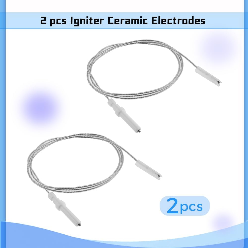 Mtsooning 2PCS Igniter Ceramic Electrode, 900Mm/35.43Inch Ignitor Wire and Ceramic Electrode Assembly for BBQ Grill Heater BBQ Igniter Electrode, Ceramic Height 40Mm/1.57Inch image number 1