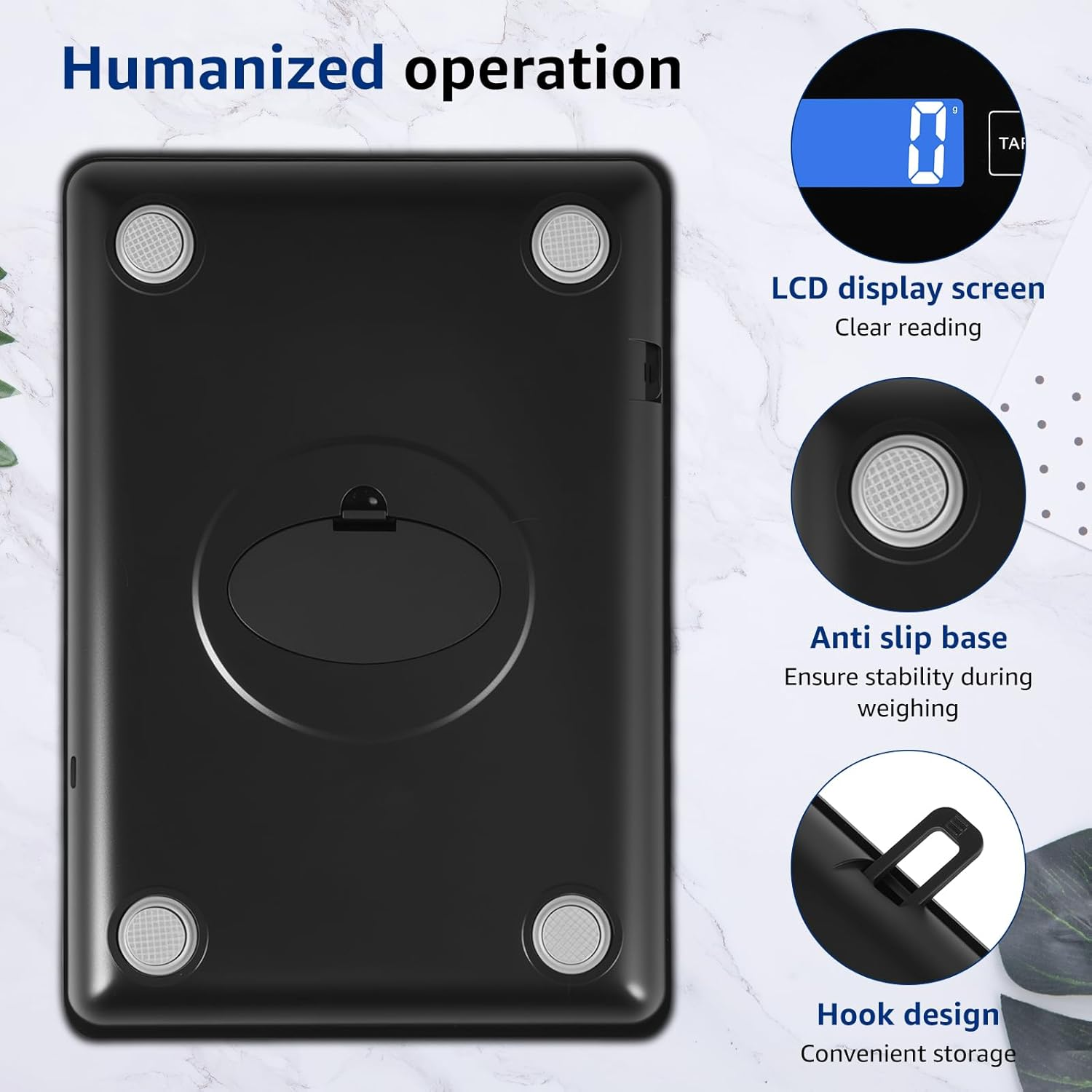 Digital Kitchen Scales 15Kg/33Lb Food Scale High Accuracy1G/0.03Oz Weight in Grams and Ounces Scale Waterproof Tempered Glass Platform with LCD Display for Cooking Baking (Black) image number 1