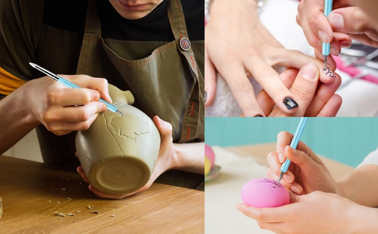 10 Pcs Silicone Clay Sculpting Tool, Silicone Clay Modelling Tools, Silicone Polymer Clay Sculpting Tool Pen, Polymer Clay Tools, for Modeling Dotting Tool Pottery Craft, Blue