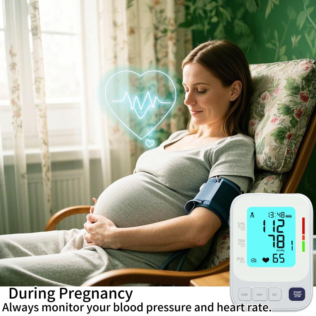 Blood Pressure Monitor, Clinically Validated Blood Pressure Cuff (22-42Cm), Extra Large 4.5" Blue-Lit Screen, Fast Automatic Measurement - Medical Grade, 2 * 120 Memory, Batteries Included image number 3