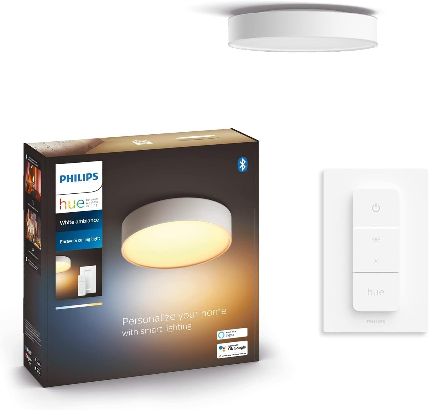 Philips Hue Enrave White Ambiance Smart Ceiling Light [Small], White. Compatible with Alexa, Google Assistant and Apple Homekit image number 4