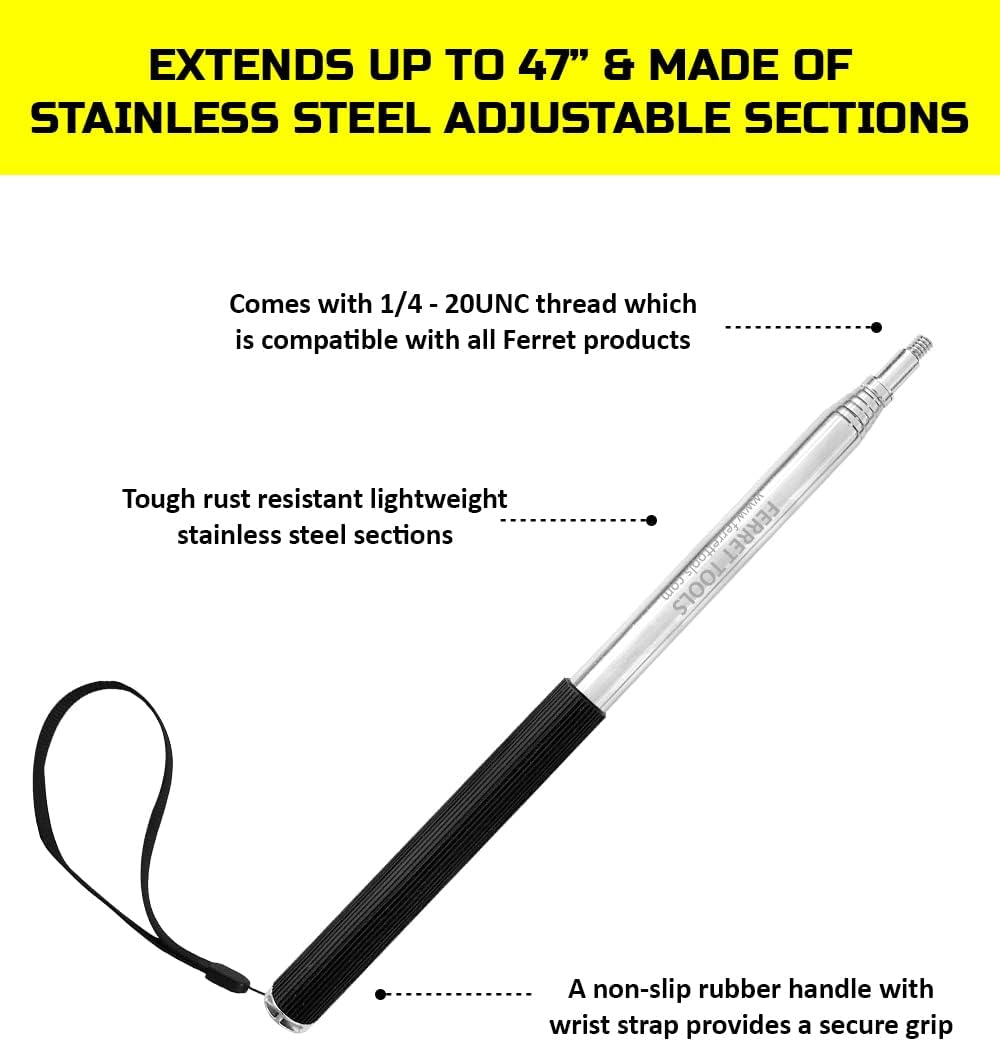 Ferret Stick MINI &ndash; 47&rdquo; (120Cm) Compact Extension Rod - Compatible with All Ferret Inspection Cameras image number 3