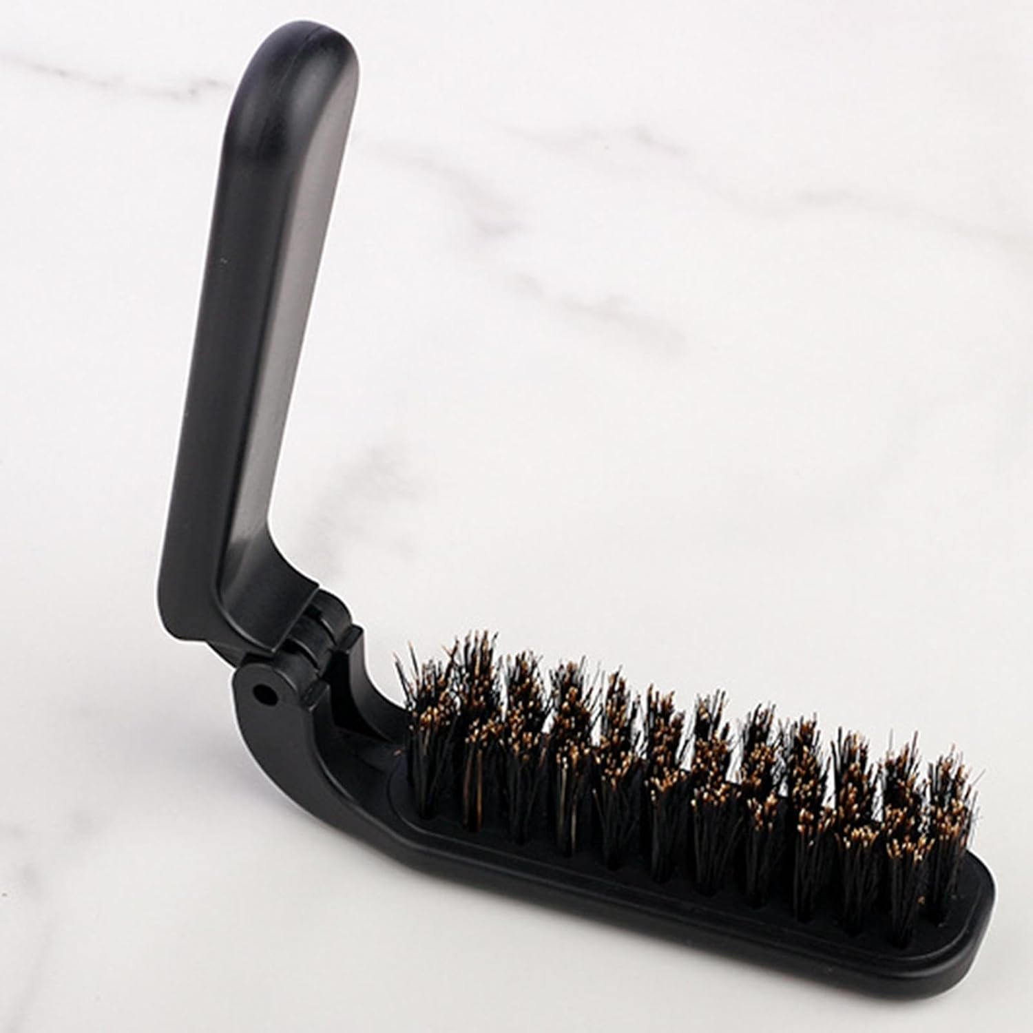 Folding Hair Brush Boar Bristles, Folding Soft Beard Brush Hair Styling Tool, Collapsable Pocket Hair Brush, Folding Mustache Brush for Travel Home Daily Buniq image number 3