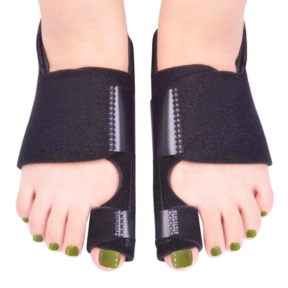 2 Pieces Bunion Corrector for Women Bunion Splint & Big Toe Straightener, Brace Splint Pads Bunion Big Toe Separators Straightener (Black, One Size) image number 2