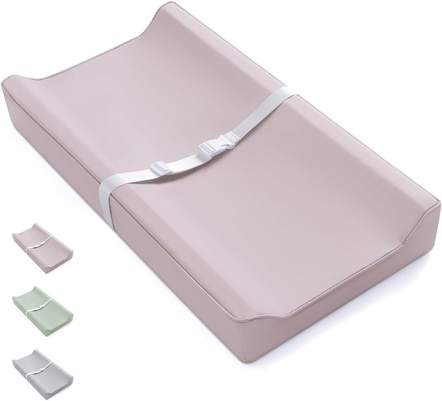Yunking Vegan Leather Baby Changing Pad with Waterproof & Wipe-Clean PU Cover, Standard Size Cozy Baby Changing Table Pads for Dressers/Tables, Taupe image number 4