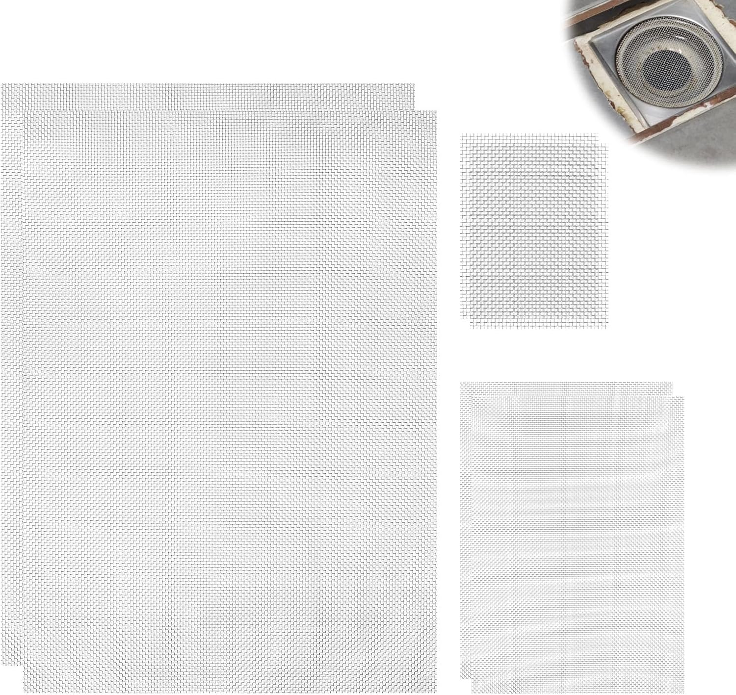 6 Pcs 304 Stainless Steel Woven Wire Mesh, 0.85 Mm Hole Metal Filtration Filter Sheet, Corrosion-Resistant & Easy to Cut Weep Hole Screen for Chicken Vent Garden Windows Doors Kitchen (6 Pcs Mix)