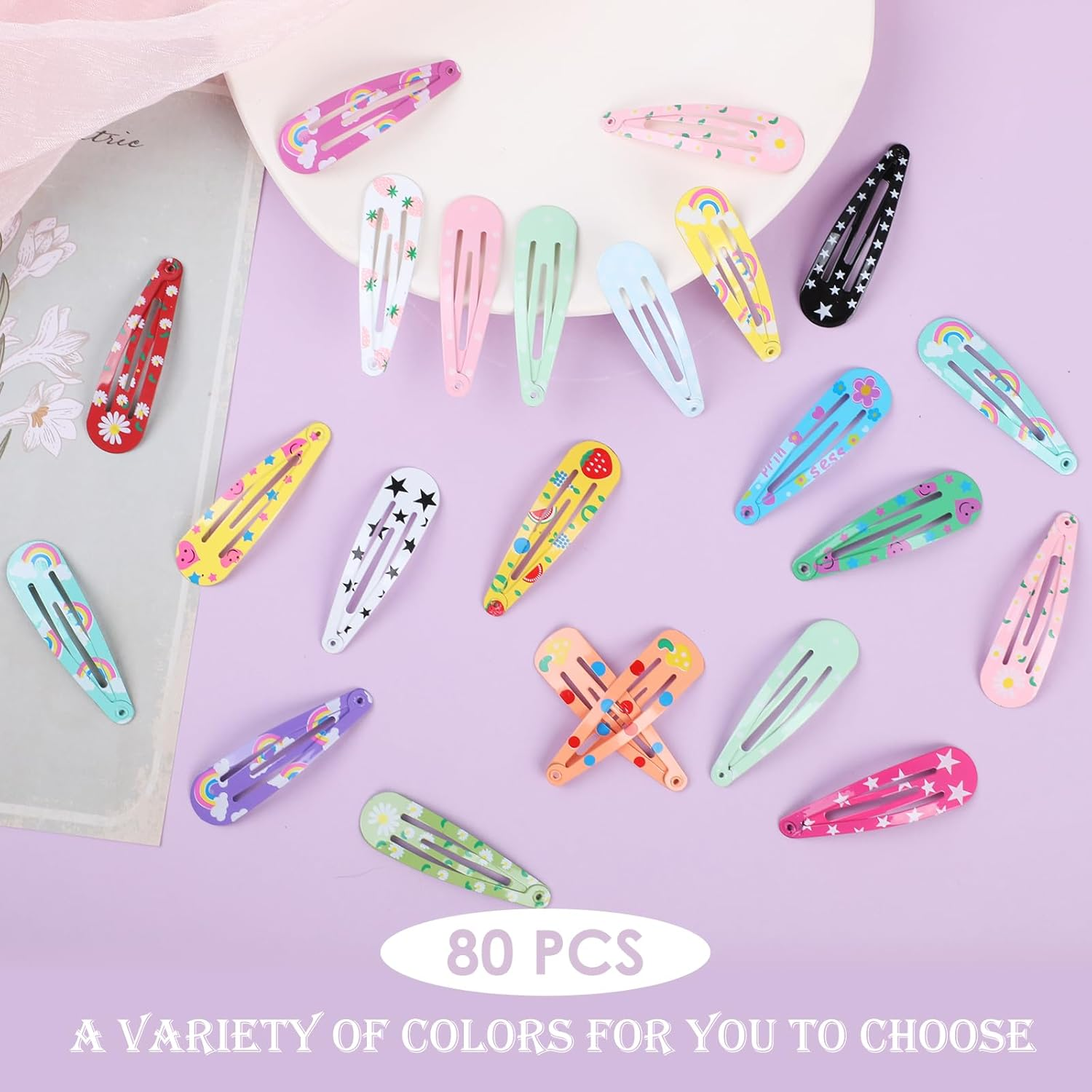 Bighan 80 Pcs Girls Hair Clips Metal Drop-Shaped Barrettes in 20 Colors (4 Clips Each) Adorable Hair Accessories for Girls, Multi image number 4