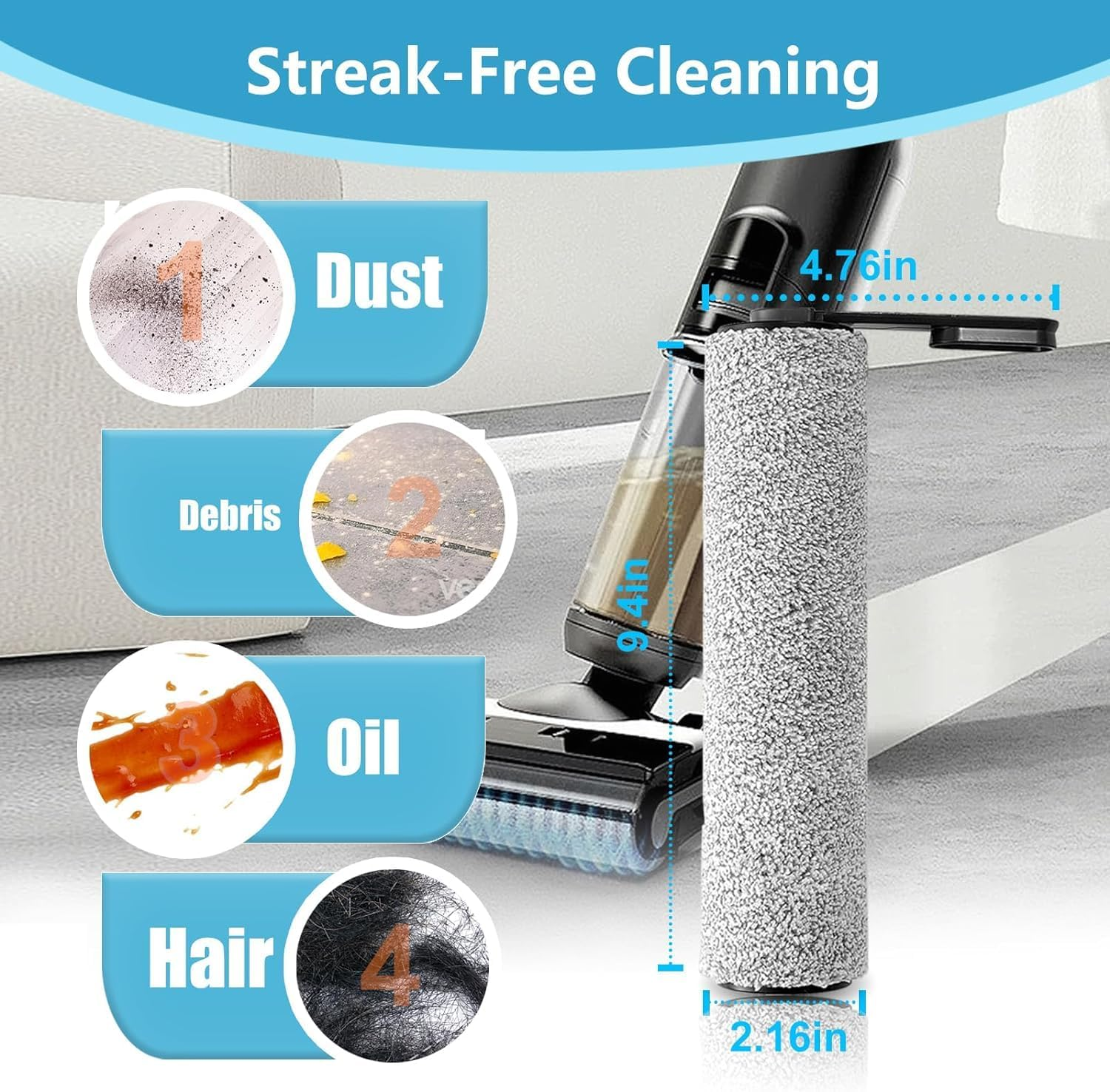 Ifloor5 Roller Brush Replacement for Tineco Ifloor 5 and Floor One S5 Cordless Wet Dry Vacuum Cleaner Including 3 Pack Vacuum HEPA Filters - S3 image number 7