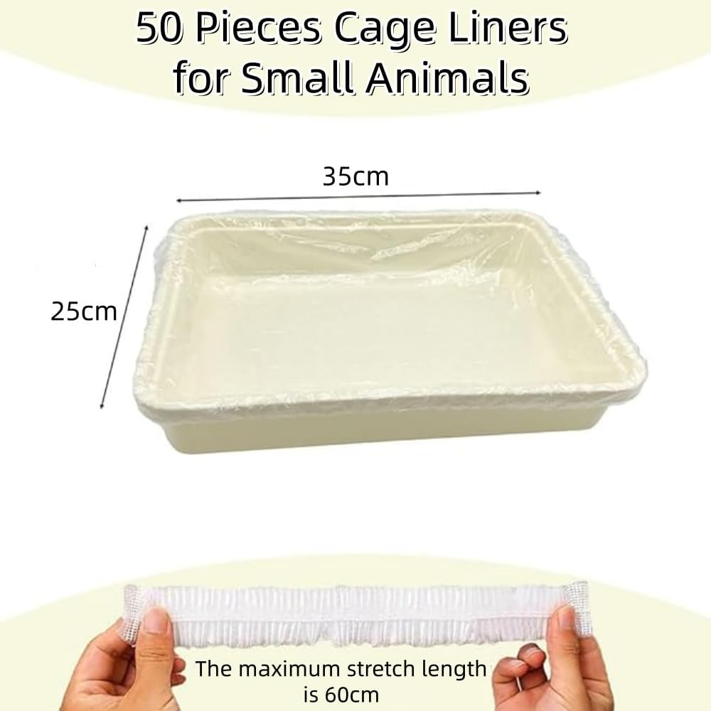FACAING 50 PCS Disposable Small Animal Cage Liners, Hamster Tray Liner,Rabbit Tray Film Liner,Pig Cage Toilet Plastic Film image number 4