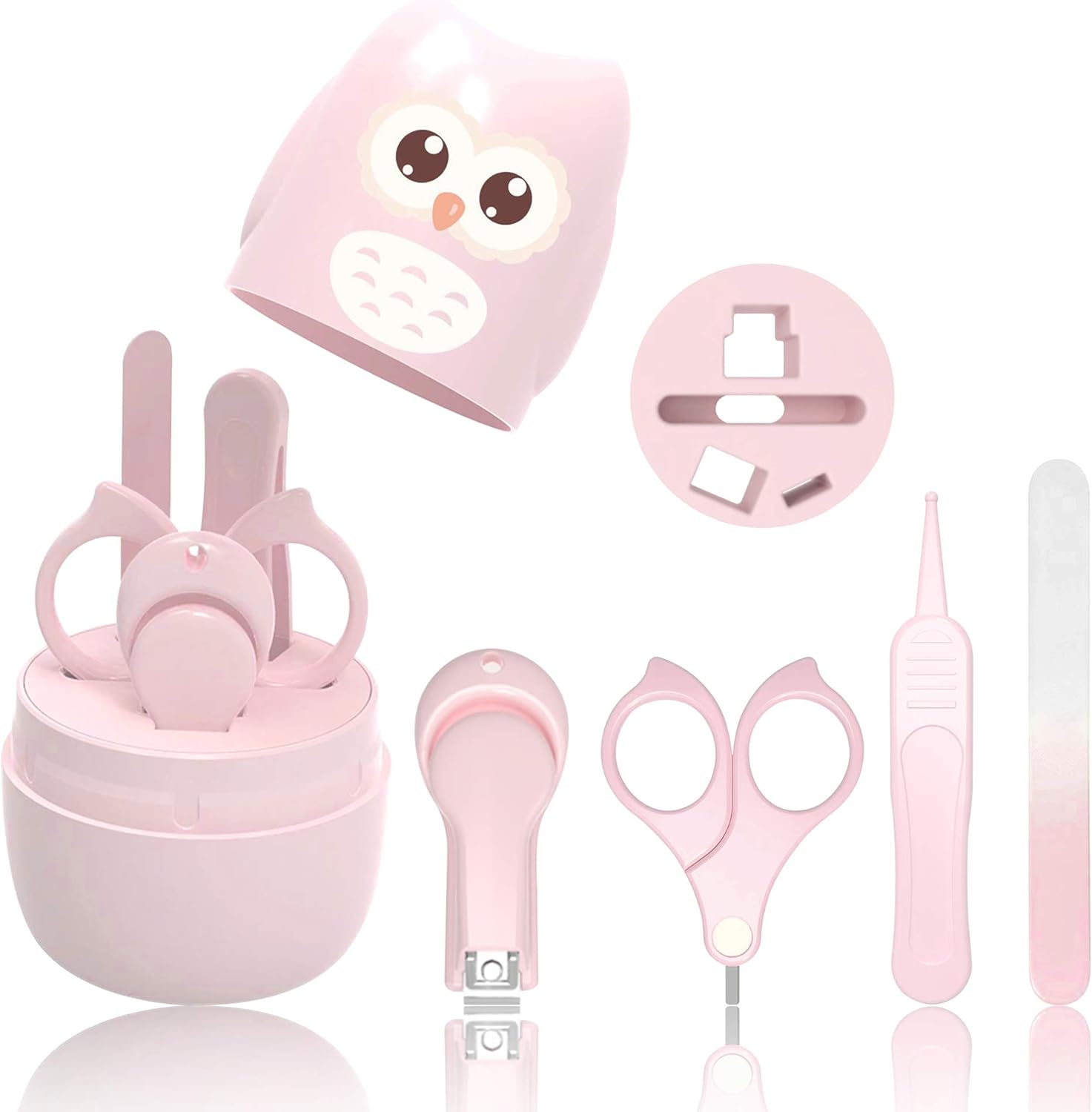 Baby Care Set with Baby Nail Scissors, for Fingernails and Toenails with Nail Clippers, Nail Scissors, Nail File and Tweezers for Children and Newborns in Cute Owl Gift Packaging image number 1