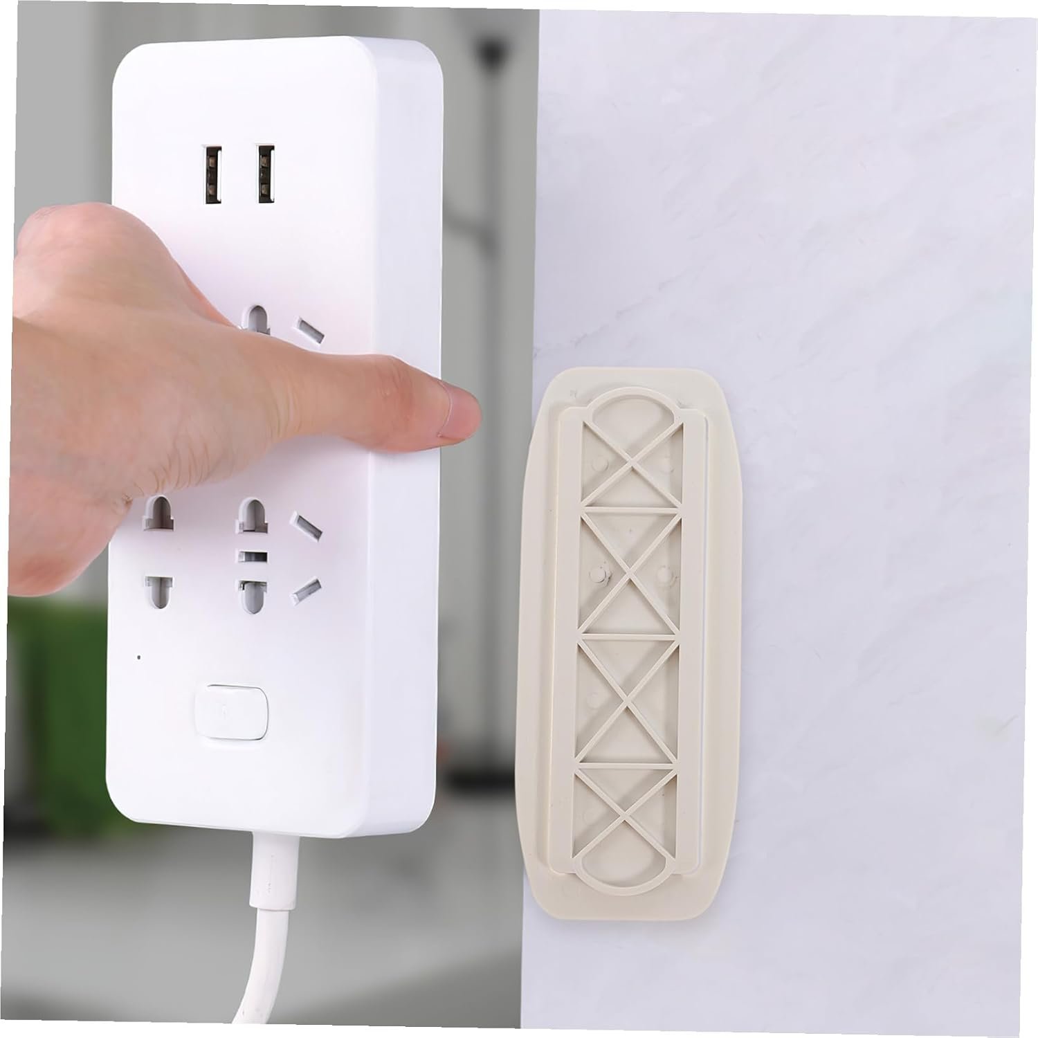 ARTIBETTER 10 Sets Socket Holder Power Strip Rack Wall-Mount Adhesive Power Board Organizer for Home Office Desk Wire Management and Easy to Use image number 3