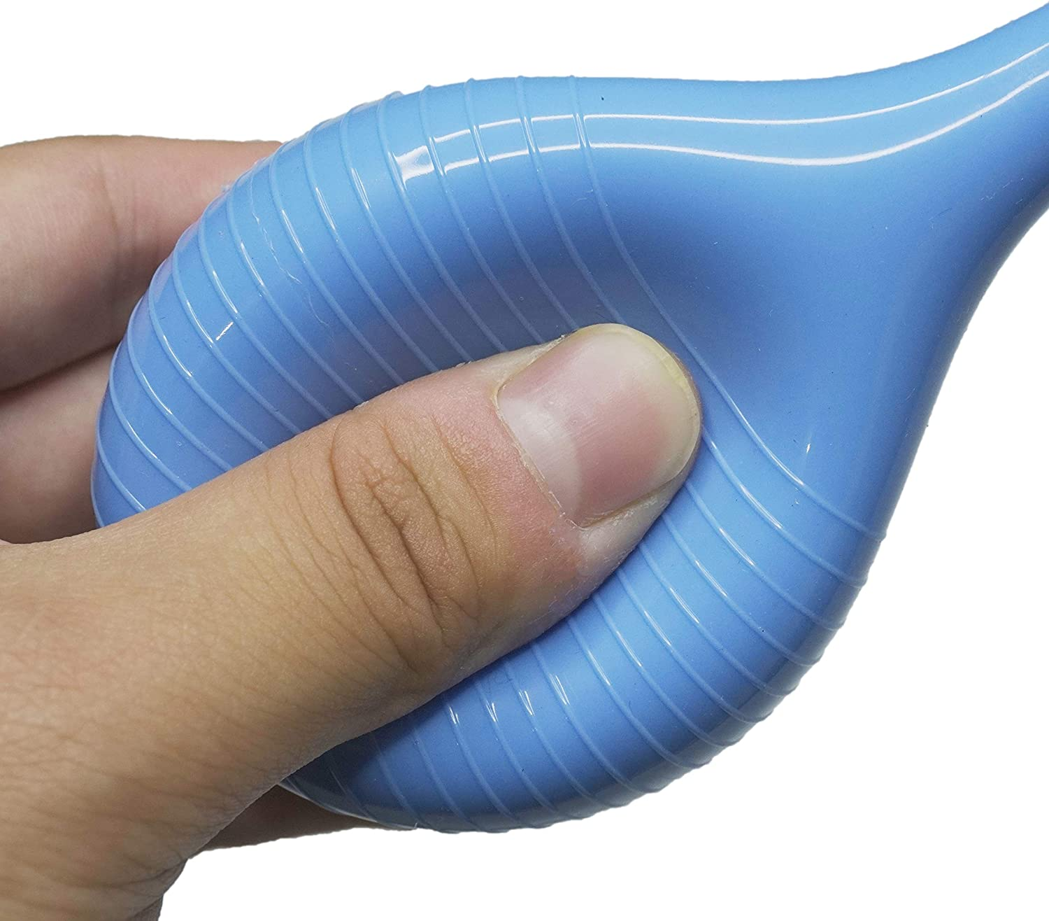 (90Ml) Rubber Suction Ear Syringe, Hand Bulb Syringe Ear Washing Squeeze Bulb- Blue Smooth image number 1