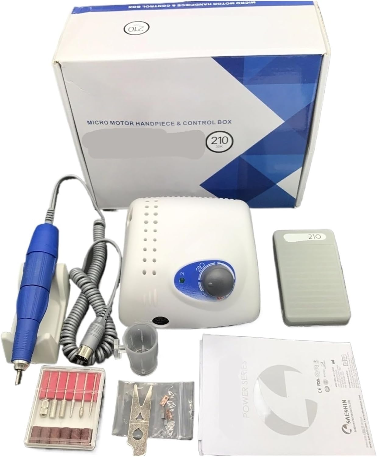 65W 35000RPM Electric Nail Drill Machine Strong 210 Model 102L Handpiece Manicure Pedicure File Bit Art Equipment(Strong 210 102L)