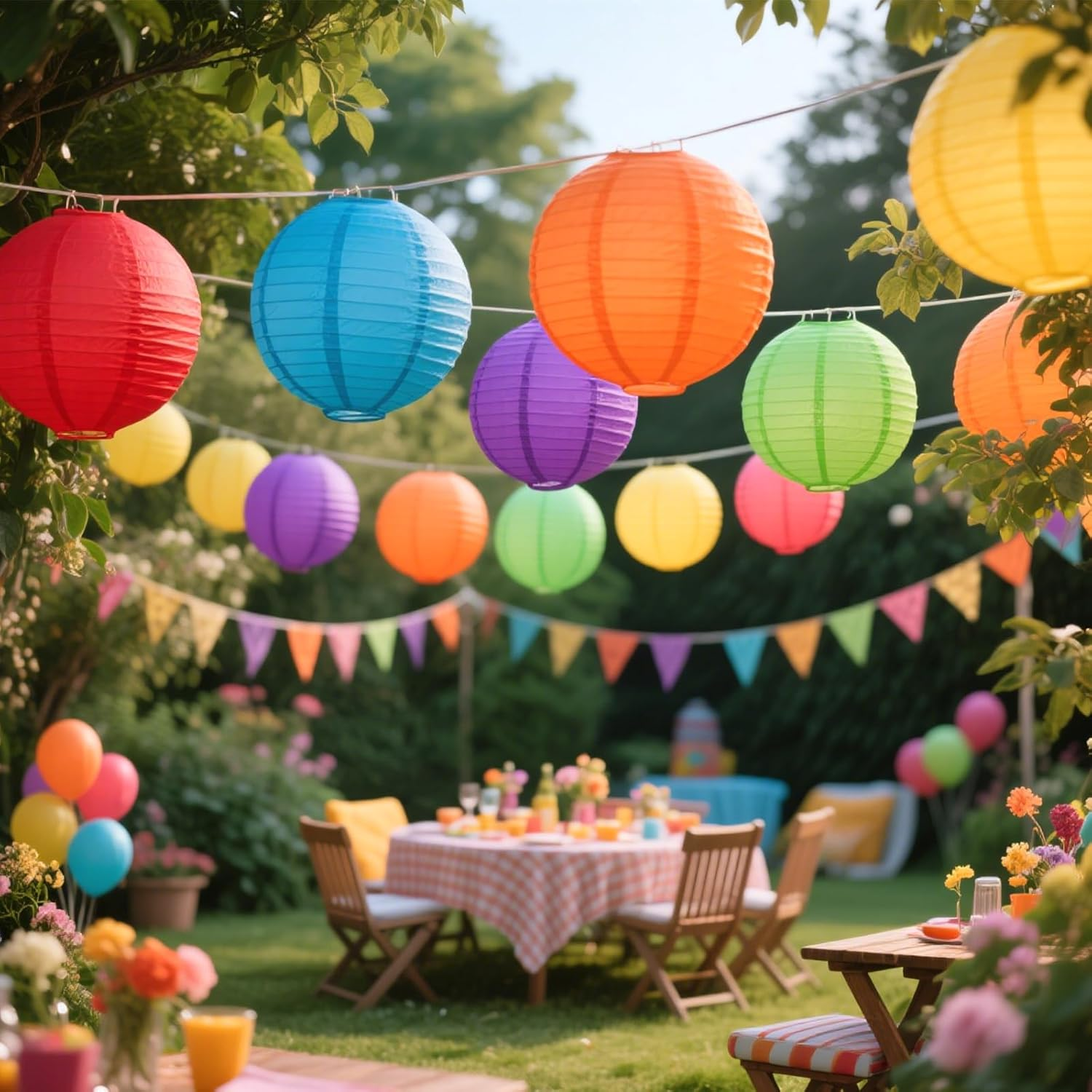 Dcsfadq Lanterns Colourful Set, 10 Pieces Rainbow Paper Lanterns Hanging Decoration, Paper Lanterns for Garden Party Decoration Wedding Birthday Festival Party Decoration image number 5