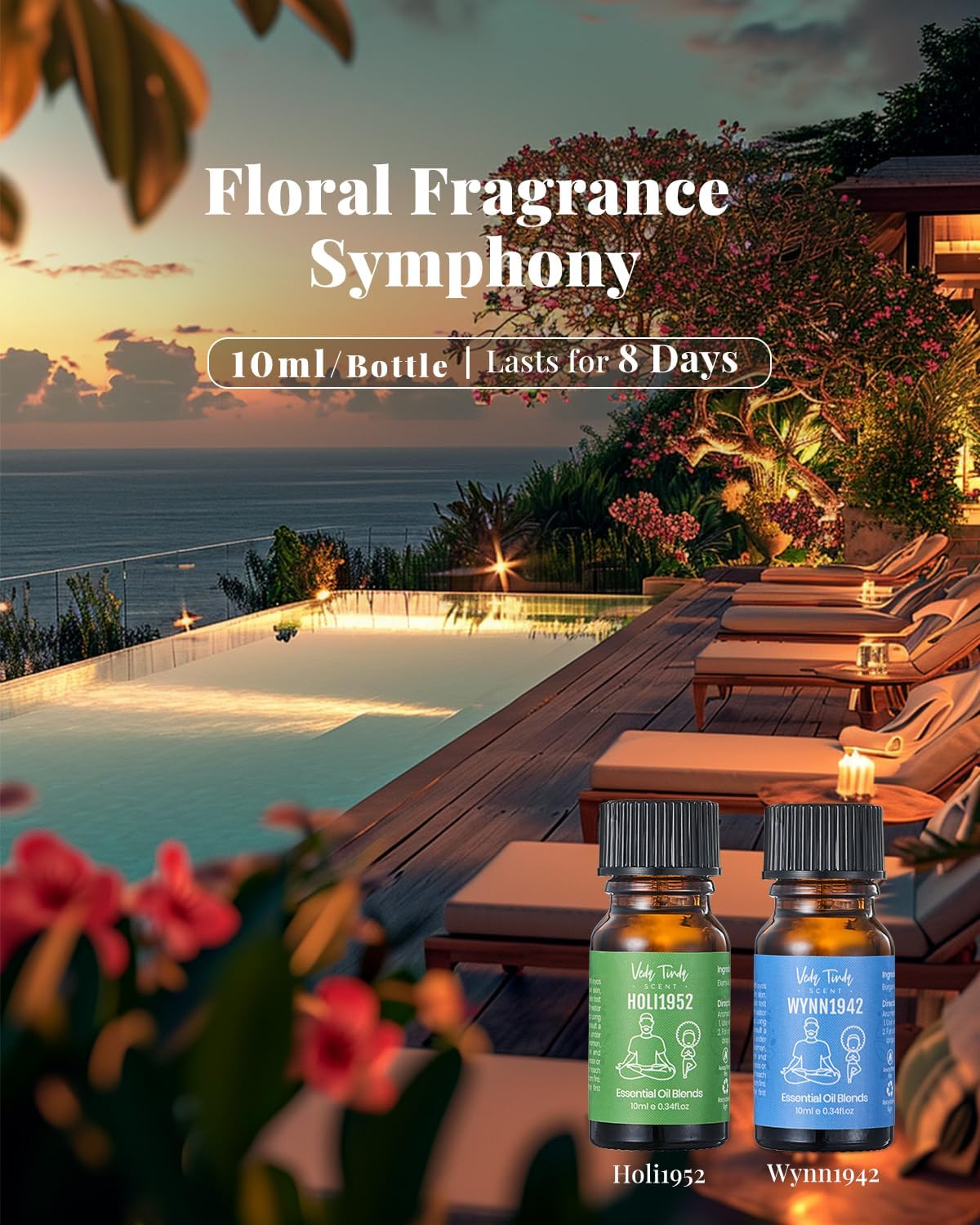 Hotel Scent Essential Oils with Waterless Diffuser, Luxury Hotel Inspired Home Fragrance Aromatherapy Oil Blends 6X10Ml image number 6