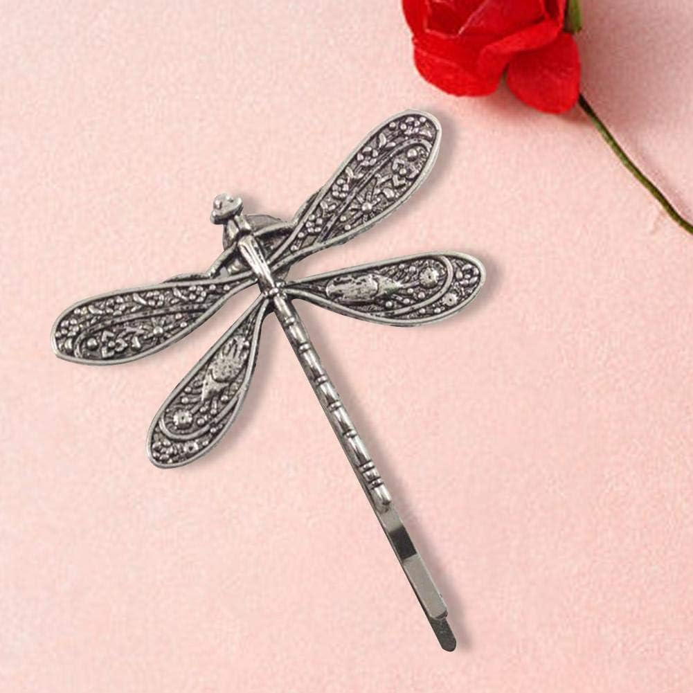 2 Pcs Silver Dragonfly Hair Clip, Pins Hairpins French Barrette Bridal Headdress Wedding Retro Antique Silver Hair Styling Pins,Hair Accessories image number 2