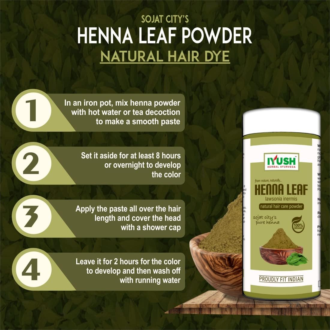 IYUSH Herbal Ayurveda Amla Shikakai Reetha Powder for Hair with 13 Natural Herbs and Natural Henna Powder for Hair &ndash; 500Gm | Hair Volume Powder | Hair Pack for Hair Growth | Hair Powder | (250Gm Each) image number 3