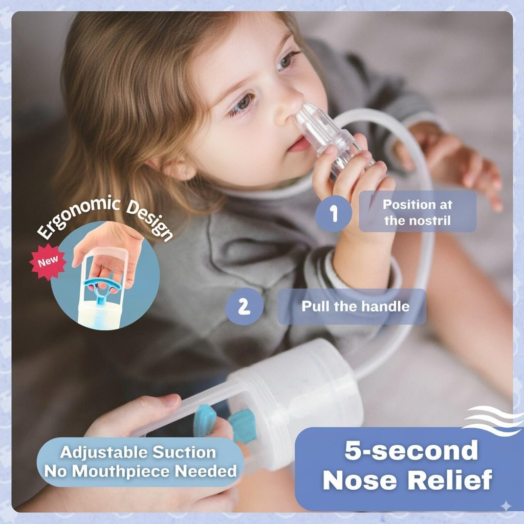 Chiboji Authentic Baby and Toddler Nasal Aspirator - Hand Pump Booger Nose Sucker with Non-Invasive Nozzle Tip for Quick, Quiet Suction, Relieve Stuffy Noses and Clear Mucus, Made in Taiwan image number 6