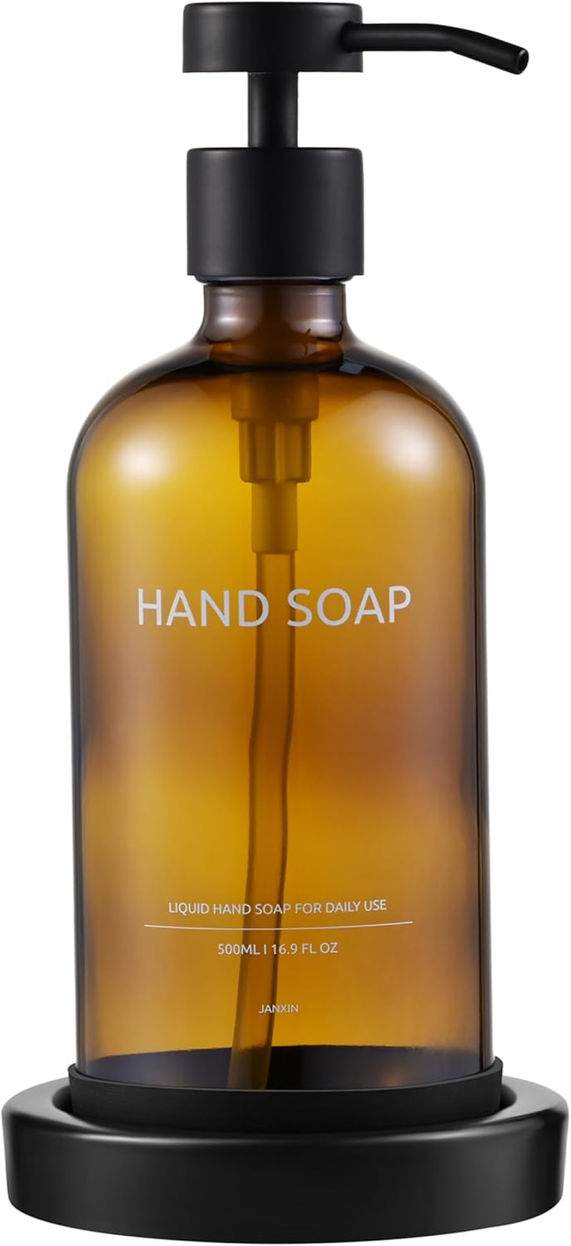 Glass Soap Dispenser Set by Janxin,Bathroom Soap Dispenser Set with Ceramic Tray,Luxury Bathroom Accessories,Modern Kitchen Decor (White+Gold(Hand Soap))