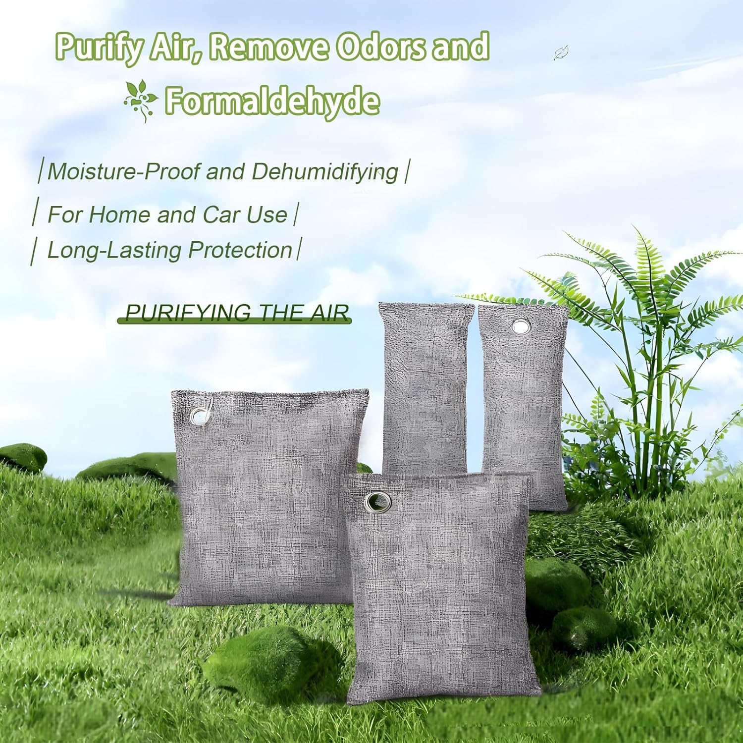 12 Pack Bamboo Charcoal Air Purifying Bags &ndash; Activated Charcoal Odor Absorber & Moisture Absorber for Home,Car,Closet,Shoes | Natural Pet & Room Deodorizer,Car Freshener,Odor Eliminators