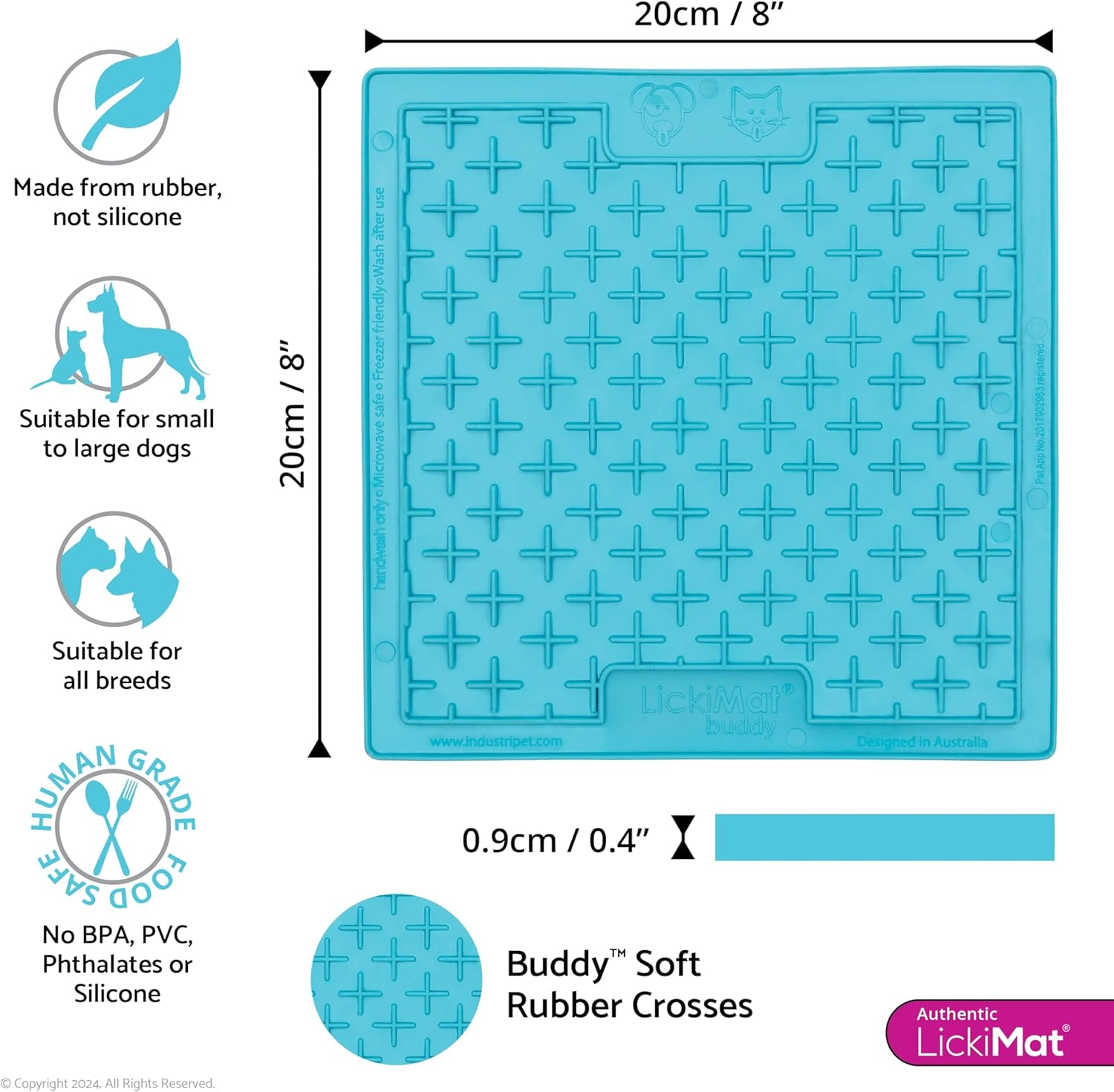 Lickimat Classic Buddy, Slow Feeder for Dogs, Boredom and Anxiety Reducer; Perfect for Food, Treats, Yogurt, or Peanut Butter. Fun Alternative to a Slow Feed Dog Bowl, Turquoise image number 2