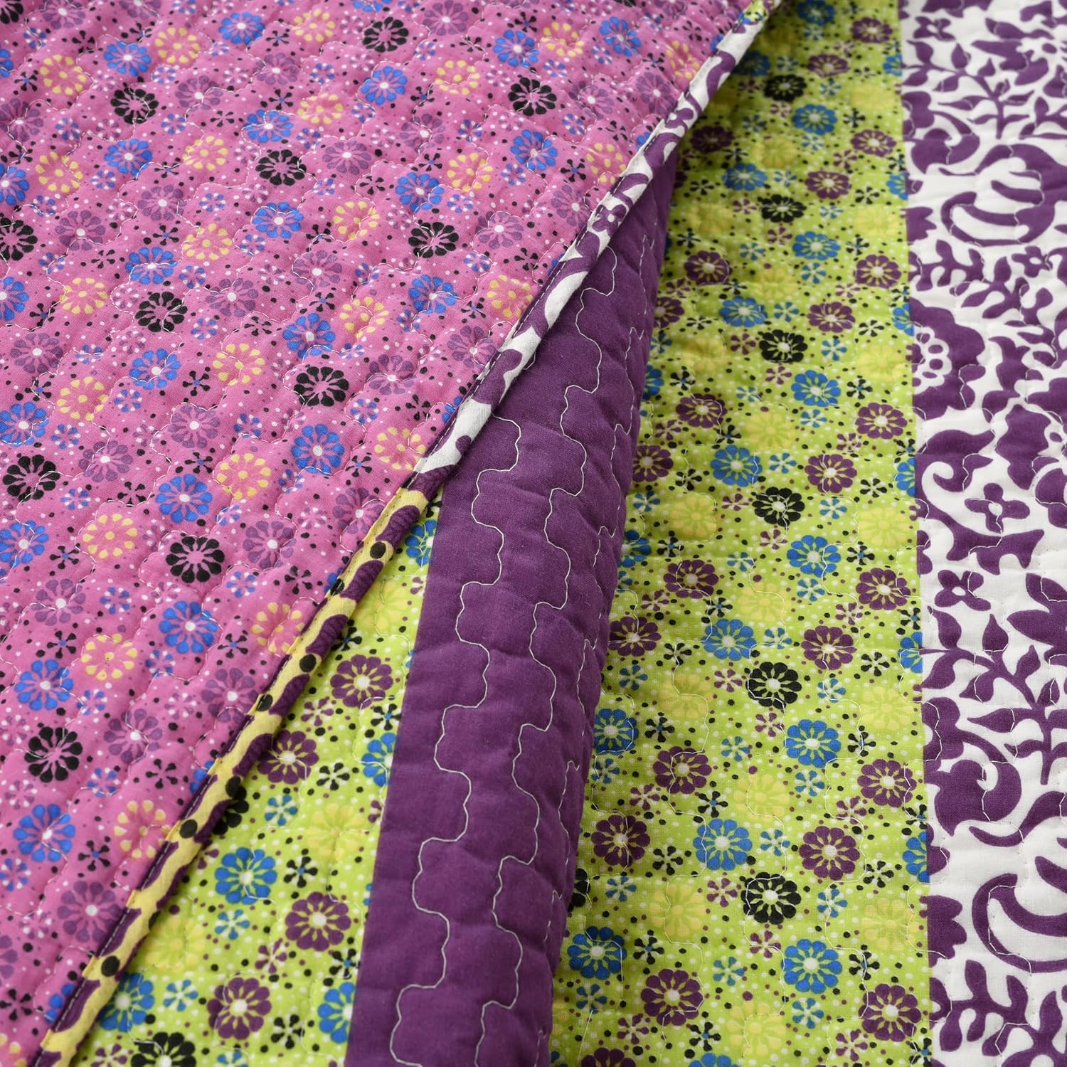 Lush Decor Royal Empire 3-Piece Quilt Set, King, Plum image number 7