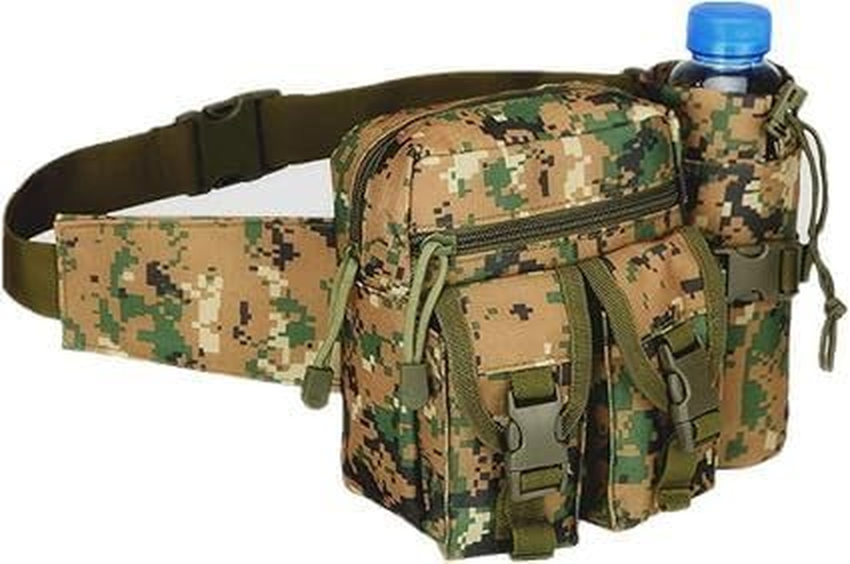 Tactics Waist Bag,Military Fanny Pack,Waterproof Belt Bag with Water Bottle Holder Suitable for Mountaineering&Camping&Riding&Fishing&Shooting(Black)