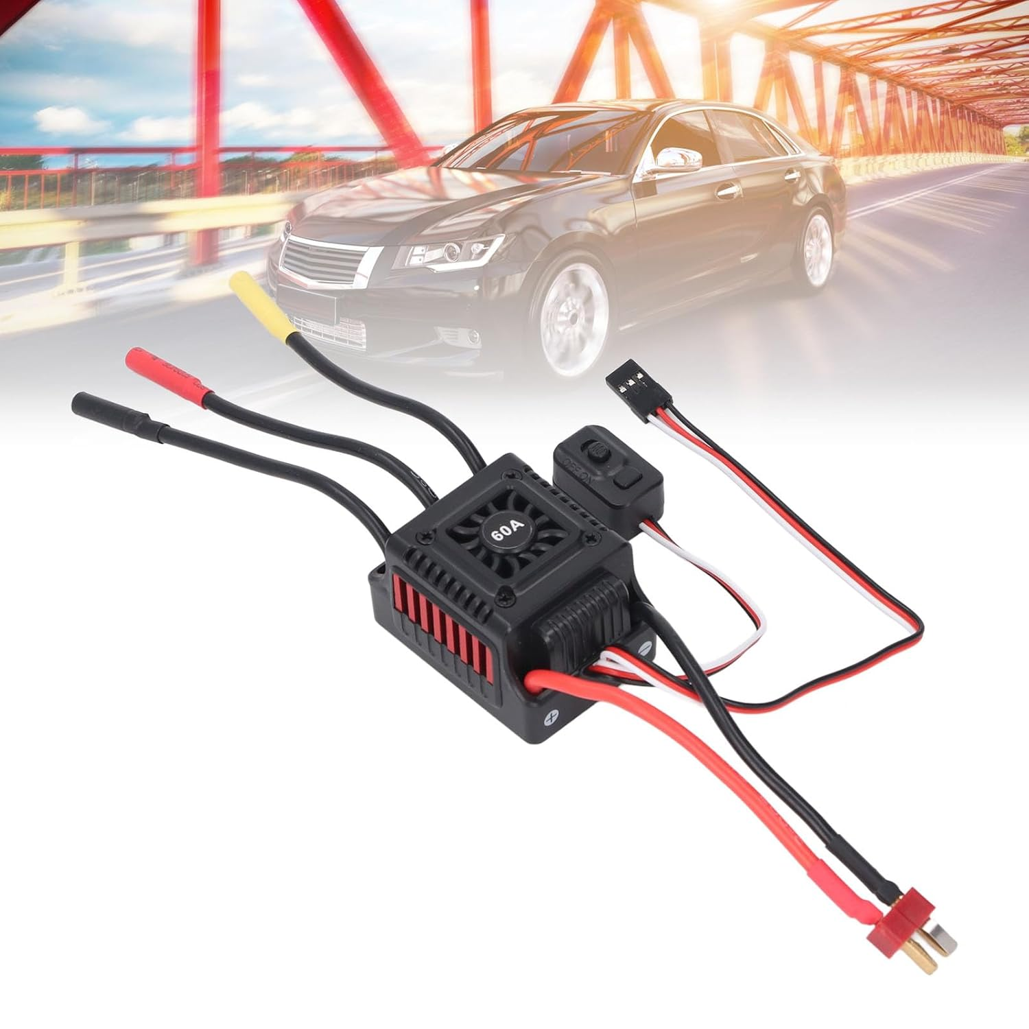 60A Brushless ESC Waterproof Electric Speed Controller, Aluminium Alloyrc Brushless Motor ESC for 1/10 RC off Road, Buggy, for Modification Enthusiasts