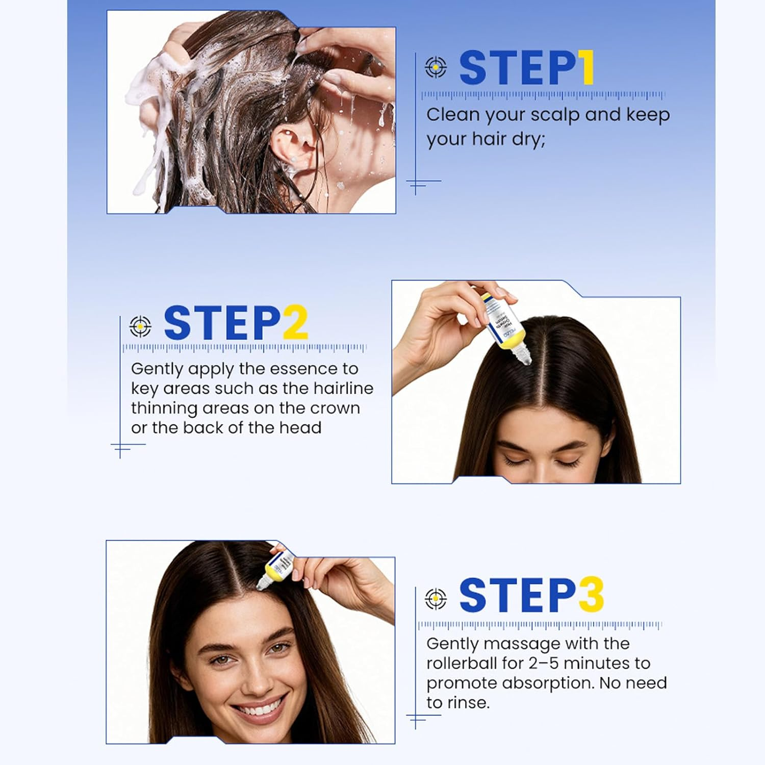 Hair Growth Serum with Roller Applicator - 30Ml Scalp Treatment for Thinning Hair - Strengthening & Nourishing Hair Care Essence for Men & Women image number 5