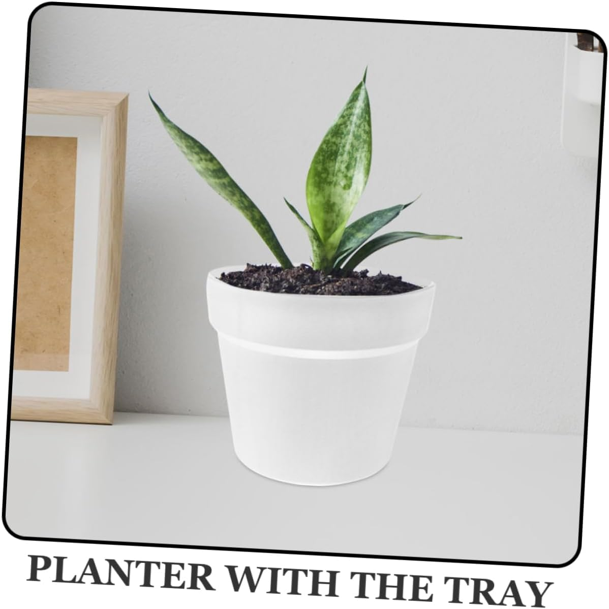 Outanaya 2Sets Outdoor Plastic Flower Pots Artificial Plant Pots Trays for Succulents Garden Supplies Easy to Clean Reusable image number 3