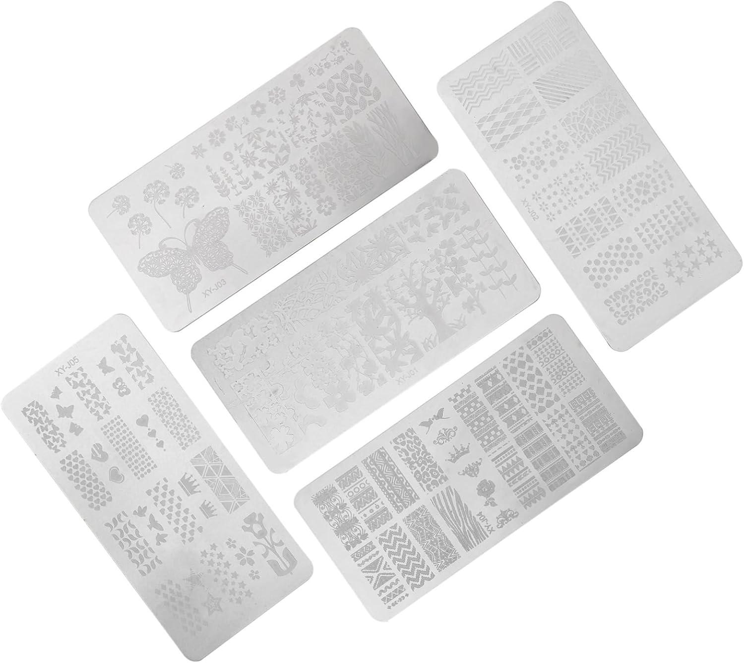 AUTSUPPL 5Pcs Nail Stamping Plates Kit Reusable Nail Art Stencils Templates for DIY Manicure Home Use with Variety Designs image number 1