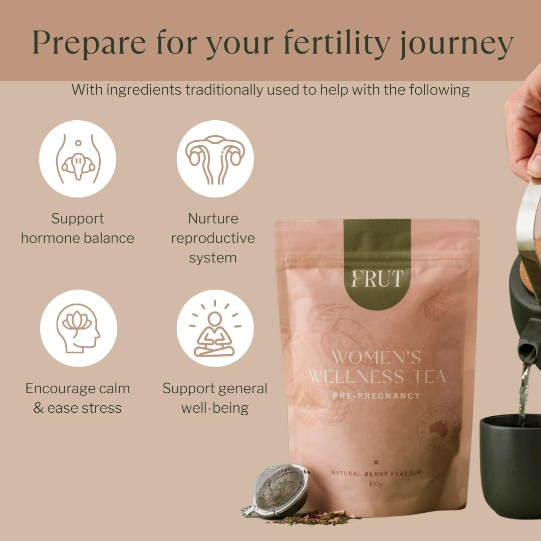 Fertility Tea | Organic Women&rsquo;S Wellness Pre-Pregnancy Herbal Tea | Natural Berry Flavour | Caffeine-Free Raspberry Leaf Blend | Supports Women&rsquo;S Reproductive System | 100G Loose Leaf image number 1
