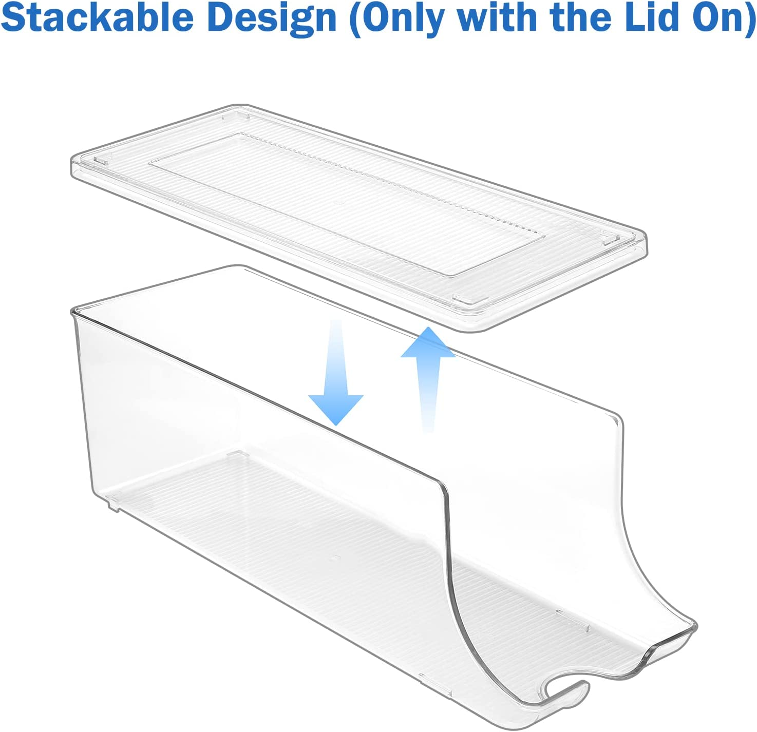 Puricon 2 Pack Soda Can Organizer Dispenser for Refrigerator, Plastic Canned Food Pop Beverage Container Holder Storage Bin with Lid for Freezer Rack Pantry Cabinet Cupboard Kitchen -Standard image number 4