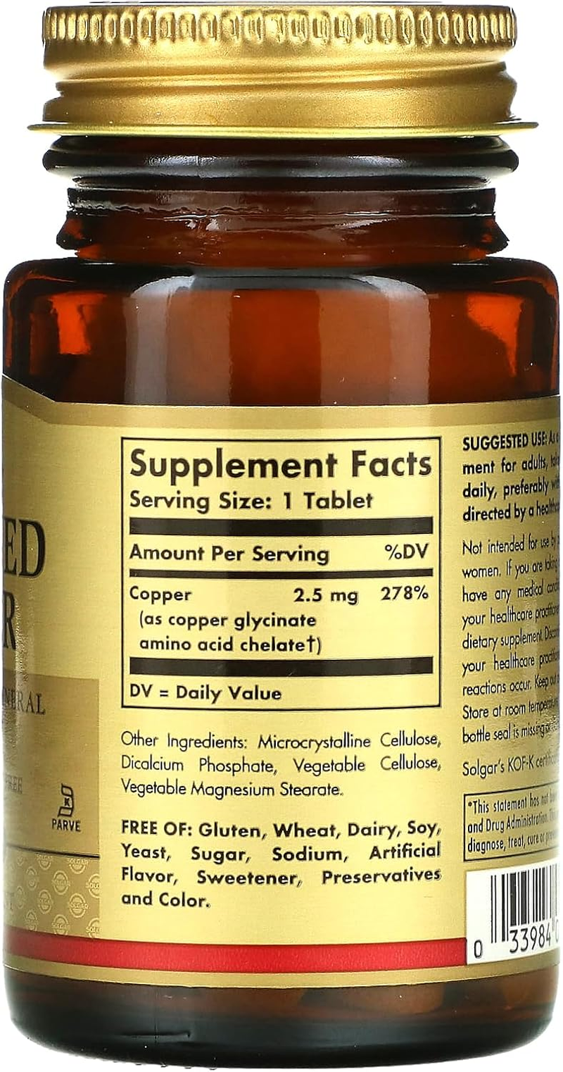 Solgar Chelated Copper 100 Tablets image number 3