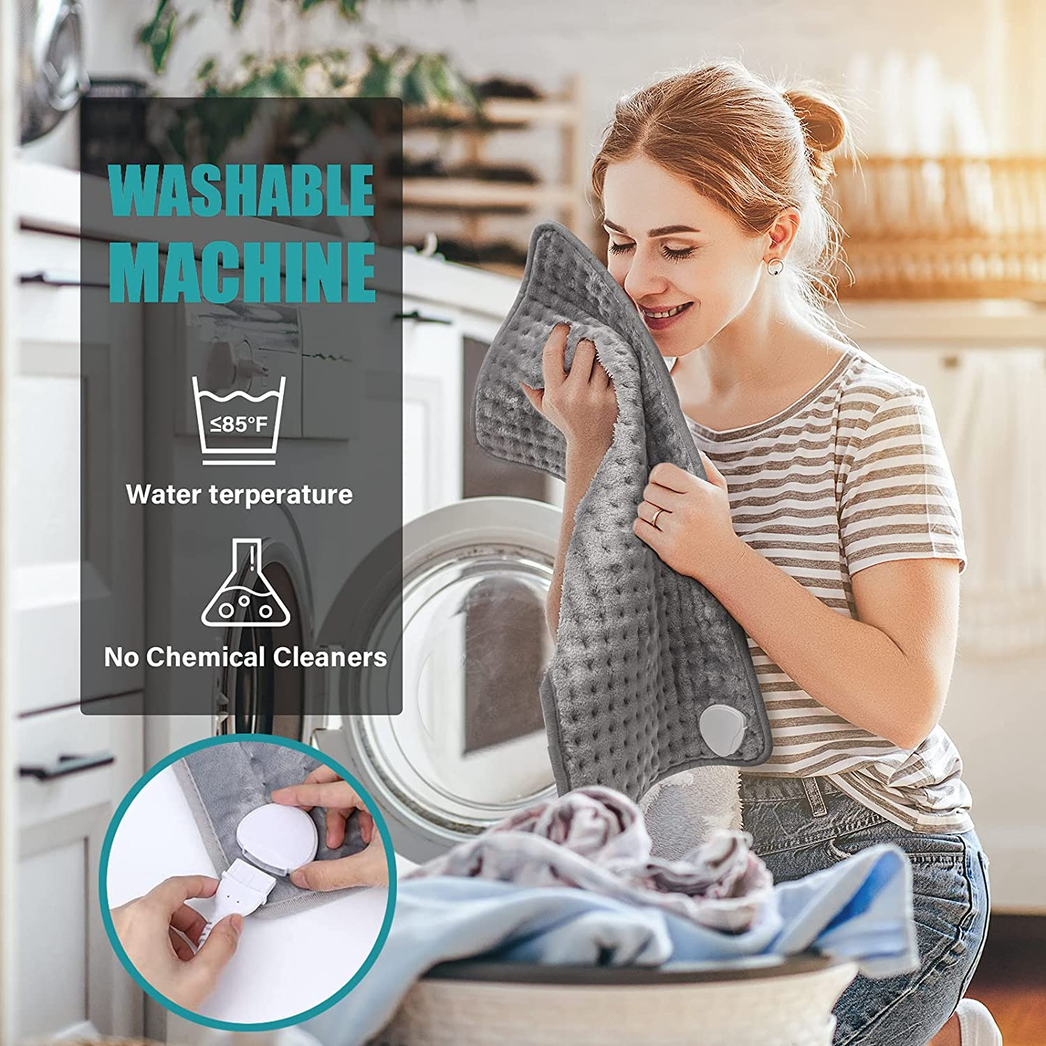 Heating Pad for Back Pain Relief Electric Heat Pad Ultra Soft with 10 Adjustable Temperature Settings 3 Timer Options Machine Washable (12 * 24 In) image number 4