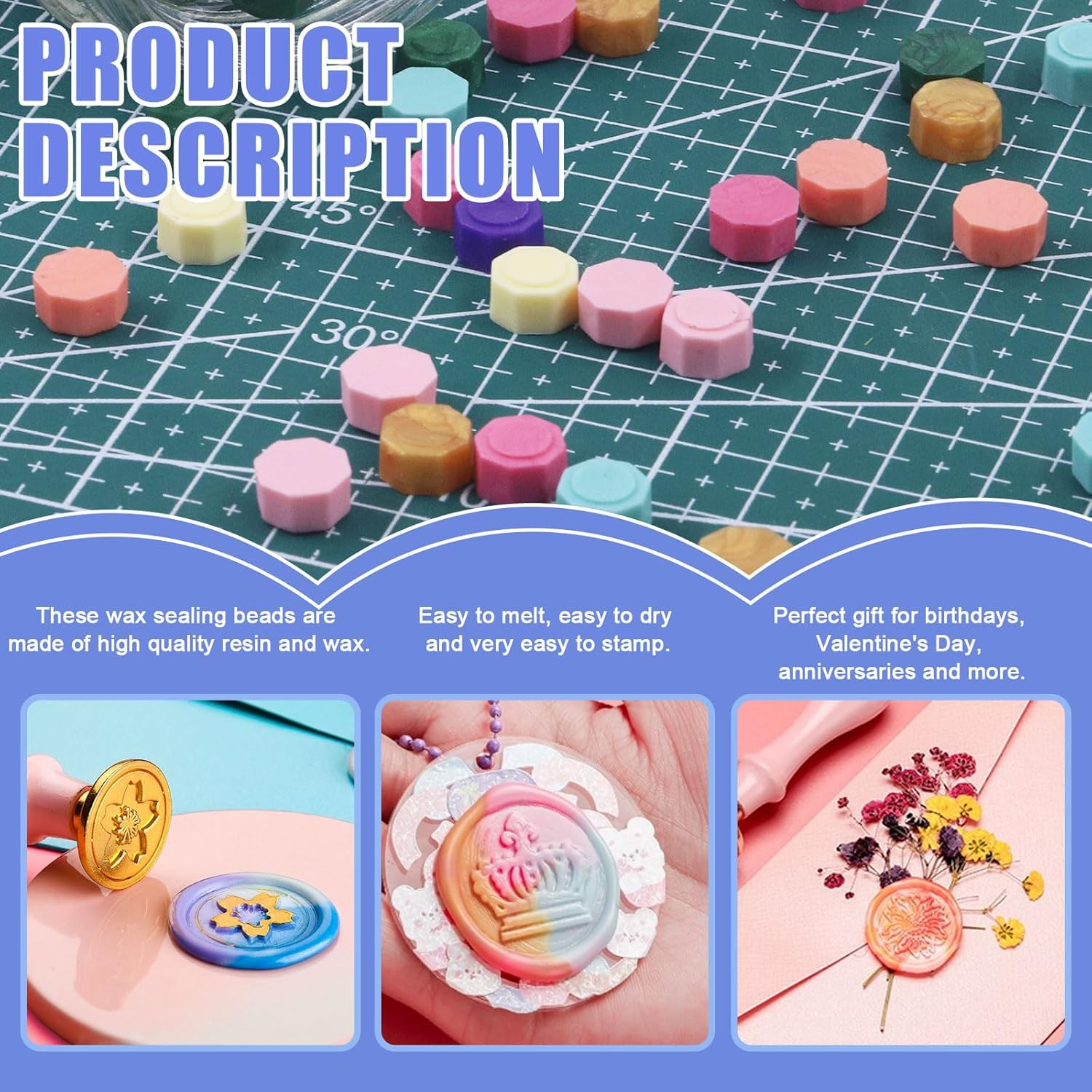 Glarks 1200Pcs Multicolor Sealing Wax Beads for Letter Sealing, Envelope Stamps, Wedding Invitations, Gift Wrapping image number 6