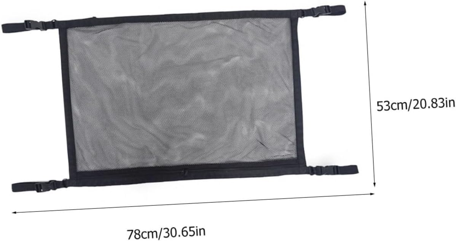 Car Ceiling Storage Net with Zipper Adjustable Breathable Polyester Mesh Roof Organizer Bag for Car Interior Auto Hanging Pouch Space-Saving Black image number 3