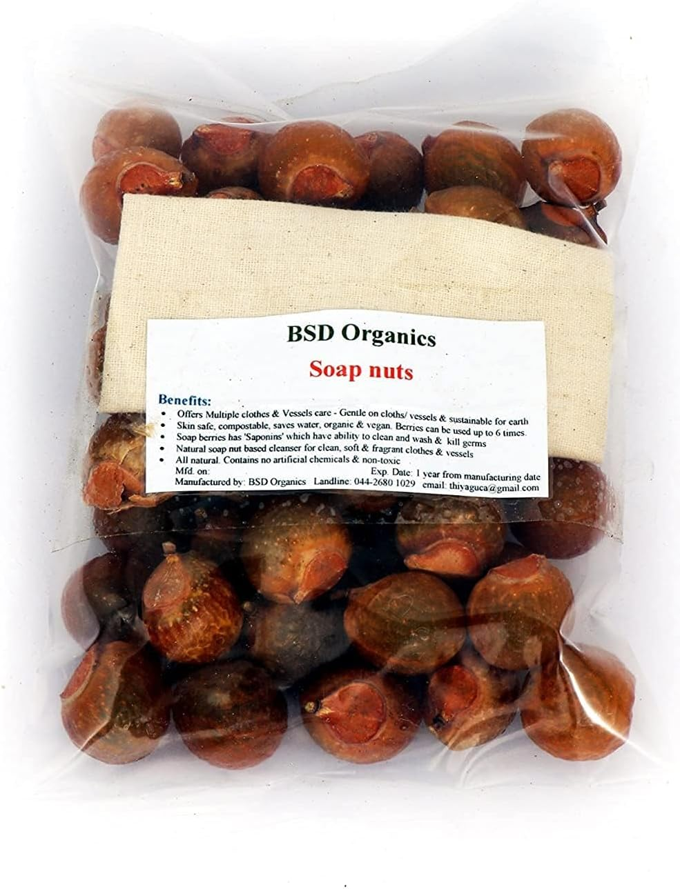 BSD Organics Cleany Big Soap Nuts (Reetha, Areetha, Kunkudukaialu) - 1 KG image number 1
