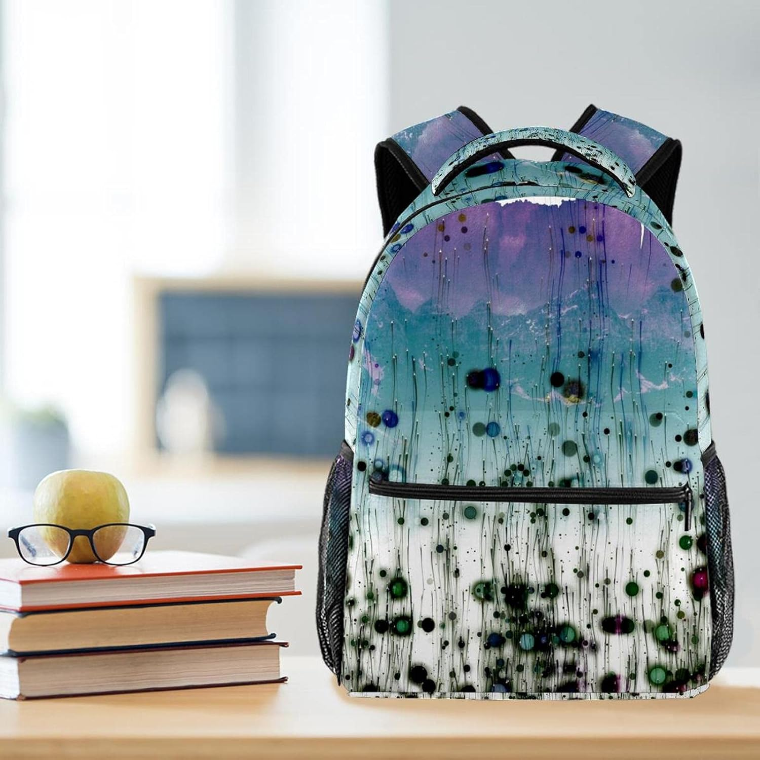 Abstract Grunge Watercolor Drops Backpack Students Shoulder Bags Travel Bag College School Tote Backpacks