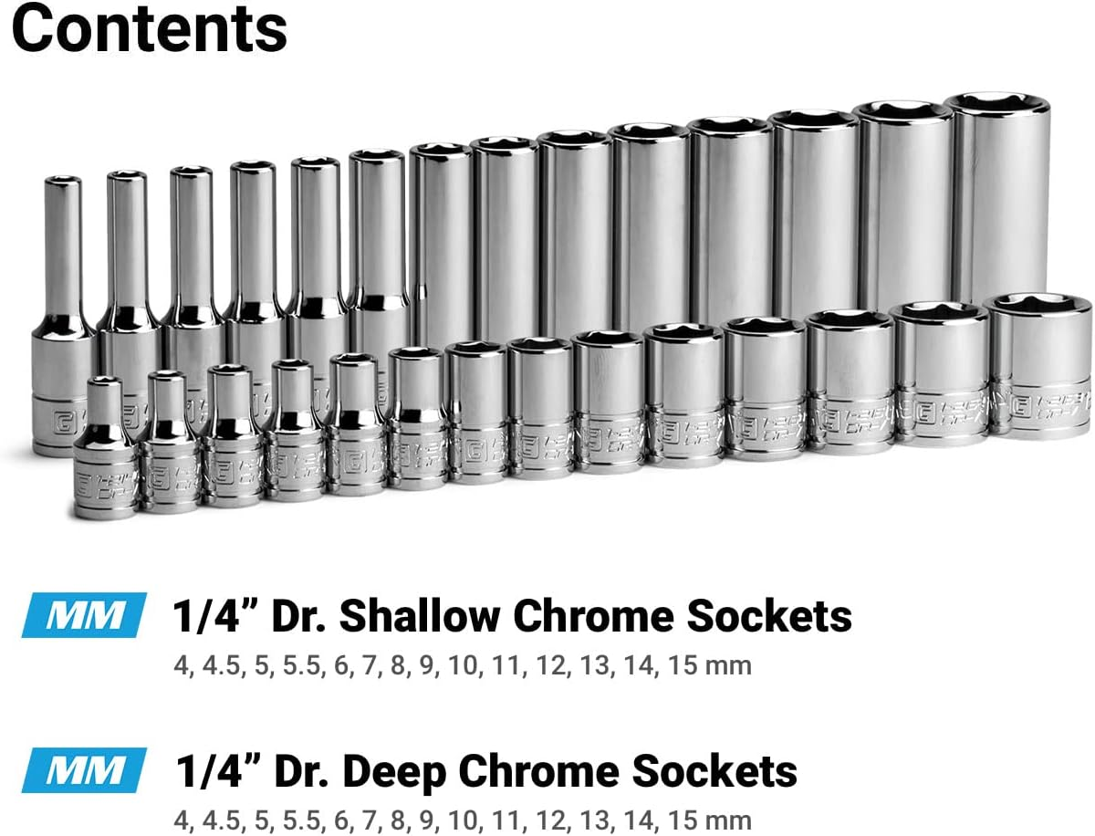 Capri Tools 1/4 In. Drive 6-Point Socket Set (Shallow & Deep Set / 4-15 Mm) image number 2
