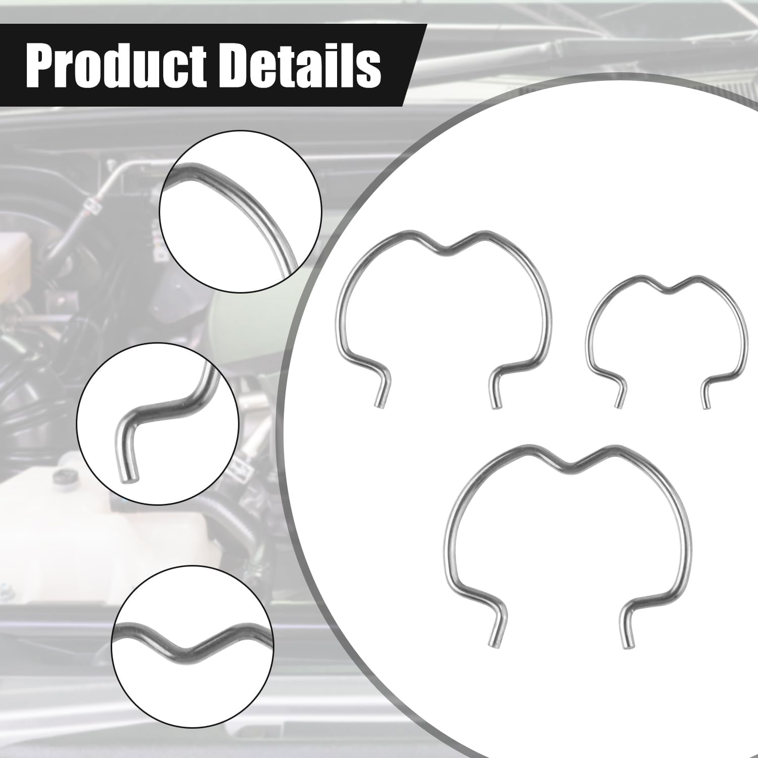 18Pcs 800-801 Quick Connector Retainer Clips, 6-3/8'' 6-1/2'' 6-5/8'' Transmission Connector Retaining Clips Metal Transmission Line Clips 3 Sizes Transmission Oil Cooler Line Clips image number 3