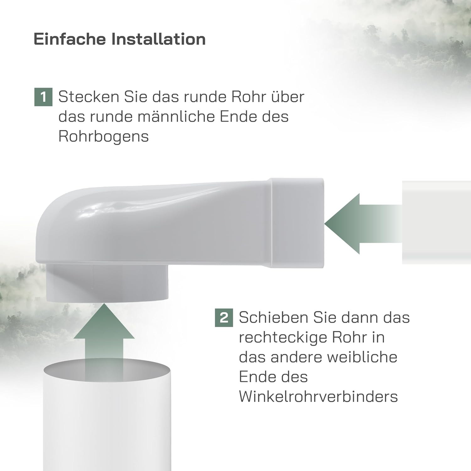 Vent Systems 204 X 60 Mm Rectangular 90&deg; Angle Duct Connector - Transition to Pipe with Diameter 125 Mm - Air Inlet, Outlet Coupling for HVAC Systems - Ventilation Connection for Heating, Cooling image number 6