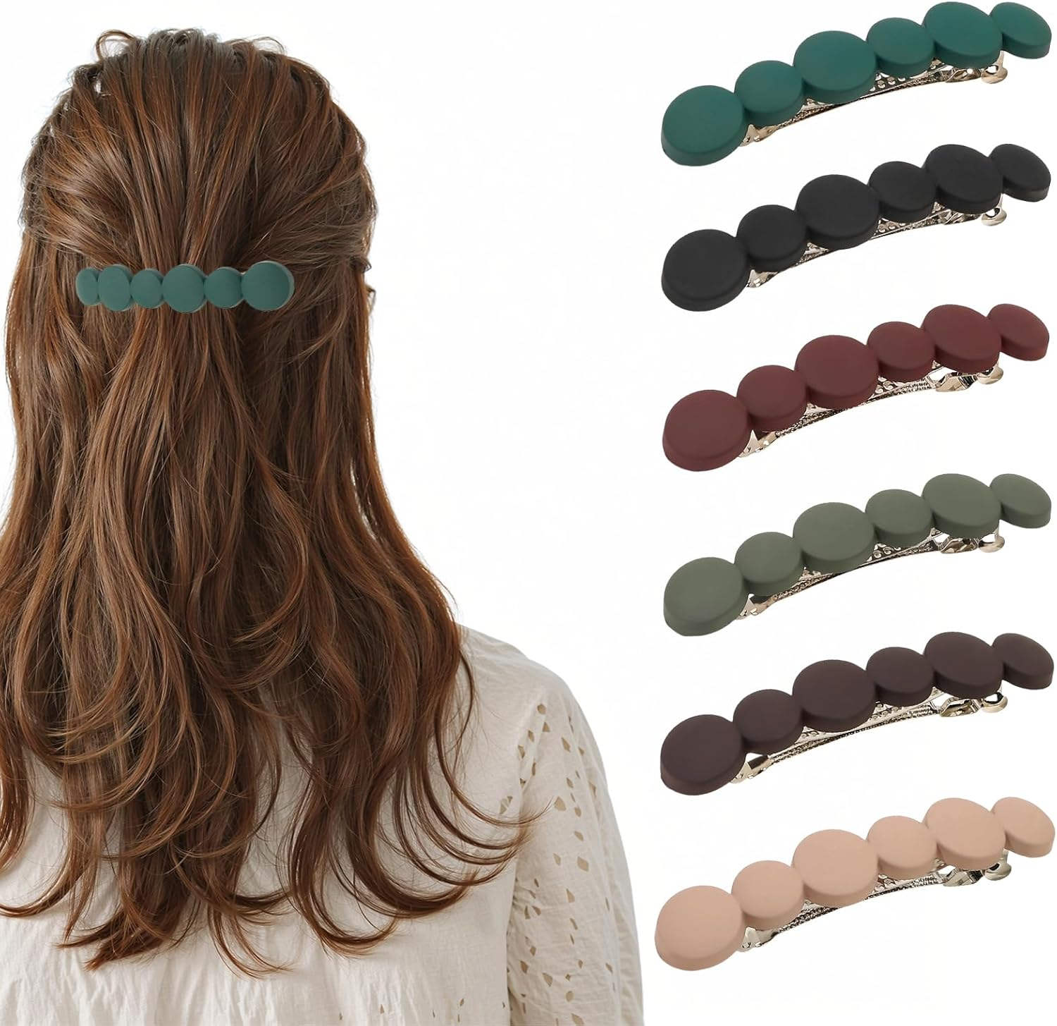 Pack of 6 Automatic Hair Clips, French Elegant Hair Clips, Vintage Hair Accessories Set, Non-Slip Ponytail Holder Clip for Women Girls Fine and Medium Thick Hair (9 Cm) image number 1