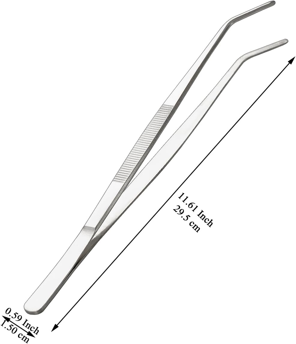 Evanda Kitchen Tweezers 30Cm/12 Easy Pickup, Heavy Duty Extra-Long Stainless Steel Cooking Tweezers Cooing Tong Dishwasher Safe image number 1