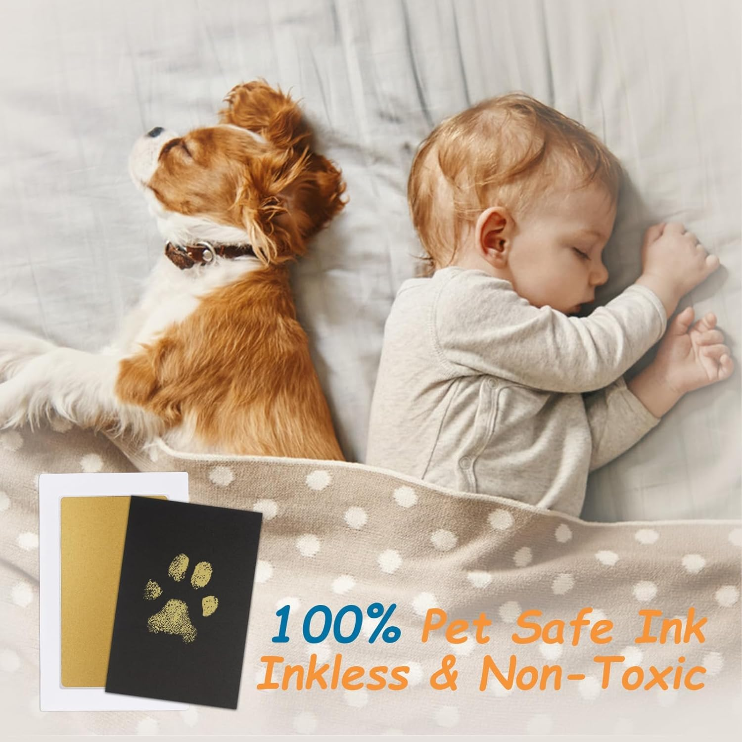 Inkless Pet Paw Print Kit,No-Mess Dog/Cat Nose & Paw Impression Set,Memorial Keepsake Cards, 2 Sizes, Quick-Dry & Vet-Safe (Gold, Small-Medium 4-Pack)