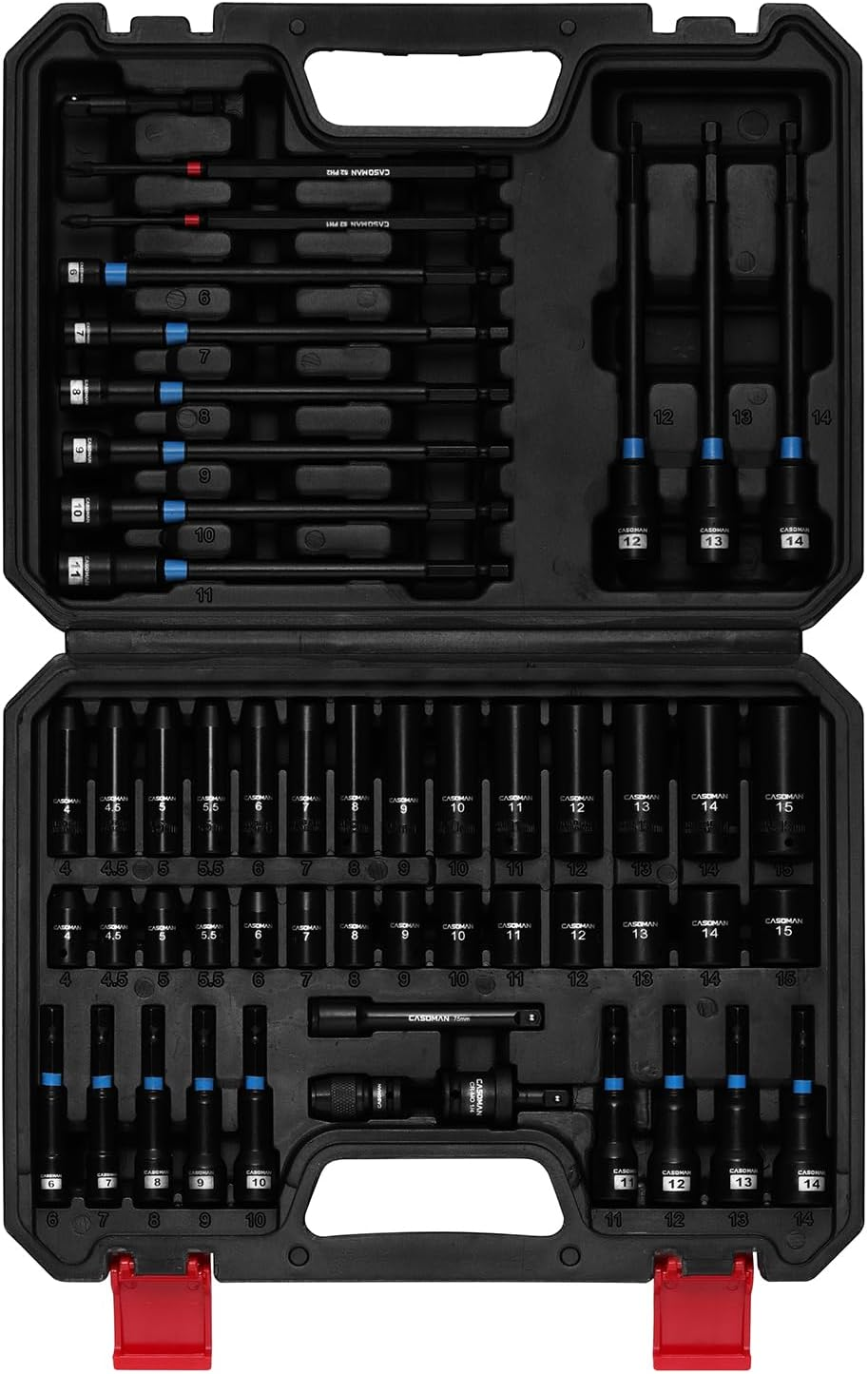CASOMAN 52 PCS 1/4" Drive Magnetic Nut Driver & Socket Set & Accessory Set, Metric, 50BV30 and S2 image number 1