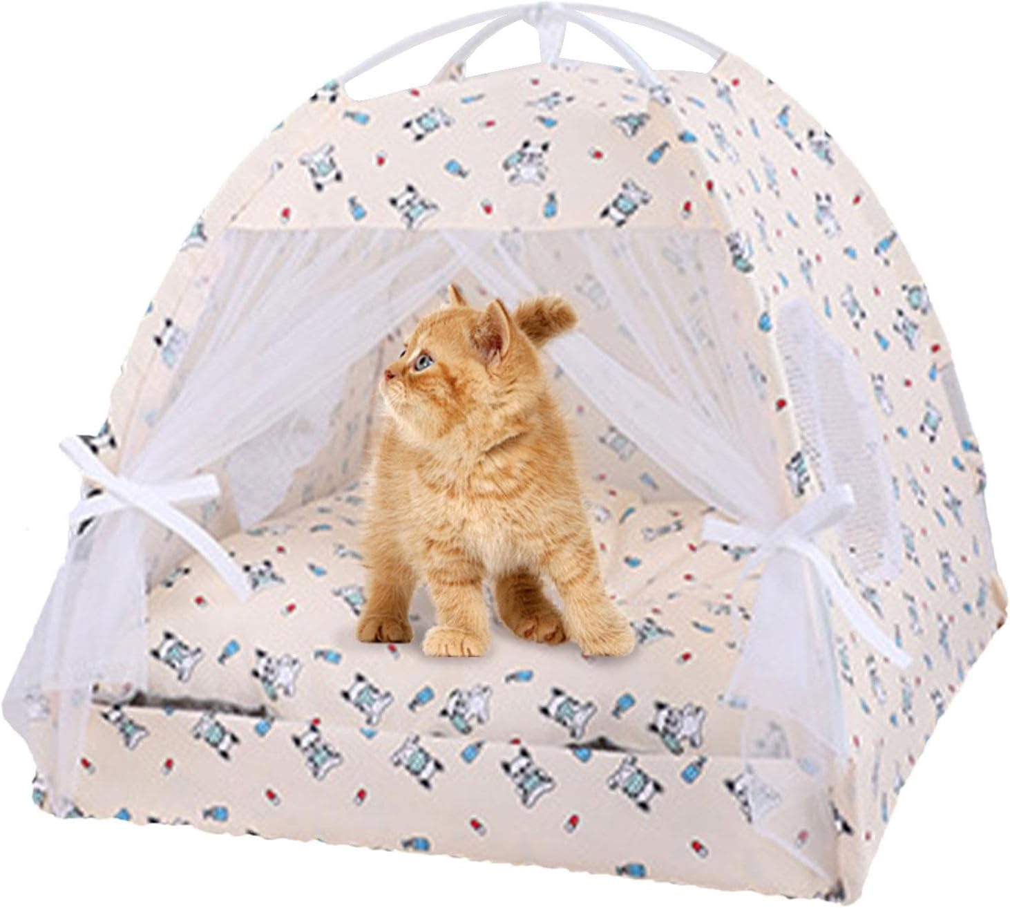 Outdoor Cat Tent,Portable Cat Cave Tents | Pet Sun Shelter, Semi-Enclosed Floral Pet Cave Nest, Foldable Dog Tent Bed for Indoor and Outdoor image number 5