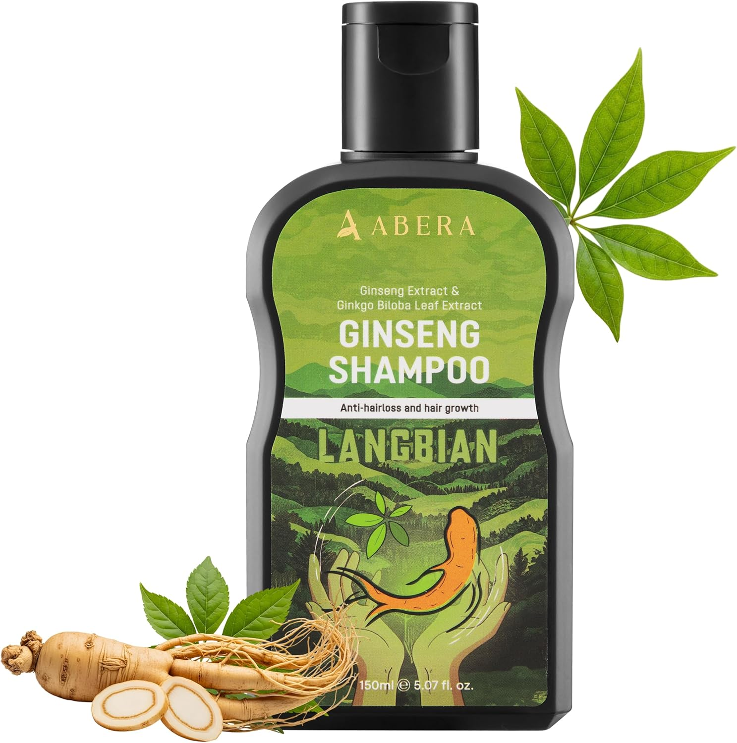 ABERA High-Performance Anti-Dandruff Shampoo &ndash; Herbal Formula with Langbian Ginseng, Natural Deep Cleansing, Sulfate & Paraben Free, Soothes Itchy Scalp &ndash; 150Ml