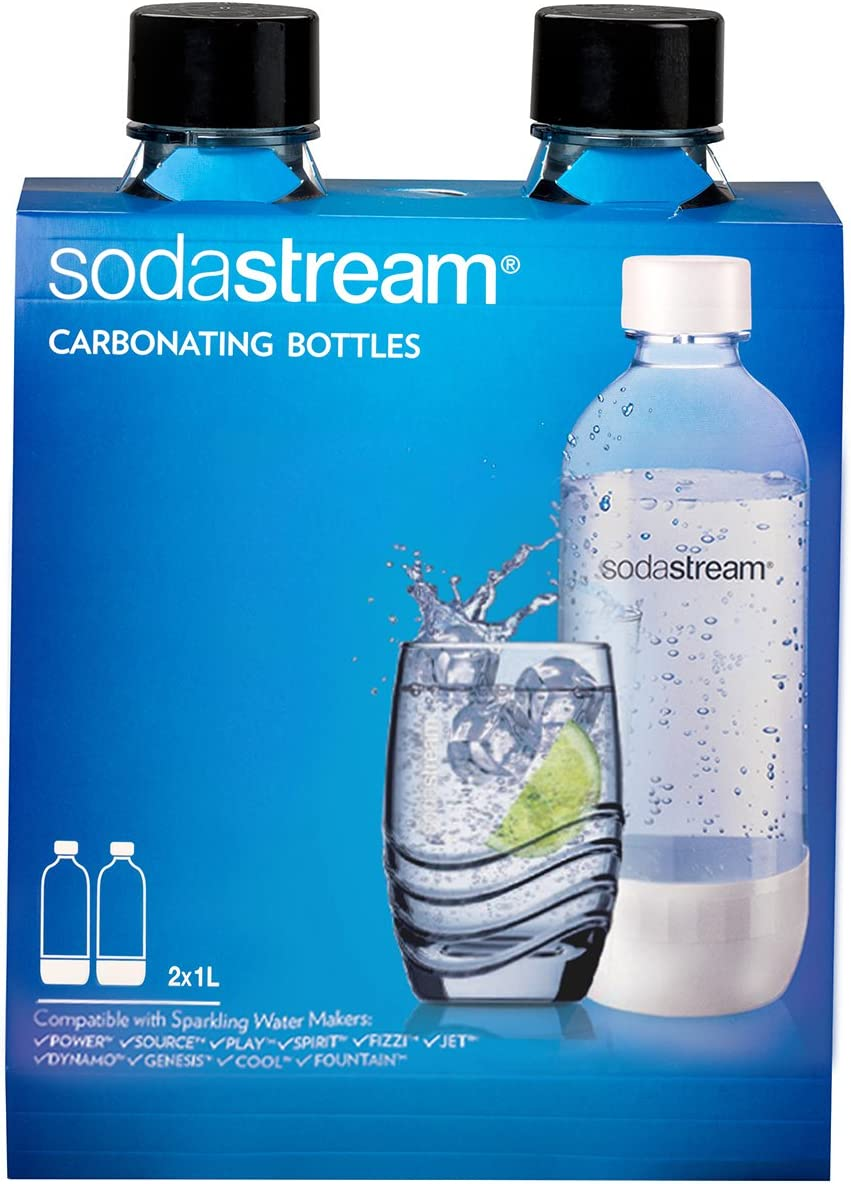 Sodastream 1100958011 1-Liter Carbonating Bottle, Black, 2-Pack - Black